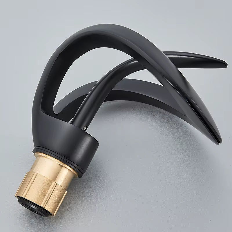 Solid Brass Waterfall Bathroom Faucet with Single Handle Mixer – Hot and Cold Water Basin Tap