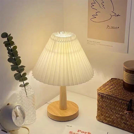 Nordic Pleated Table Lamp – USB Powered Dimmable