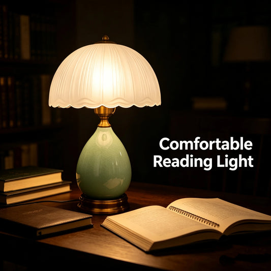 Vintage Ceramic Table Lamp – Dimmable Touch Control