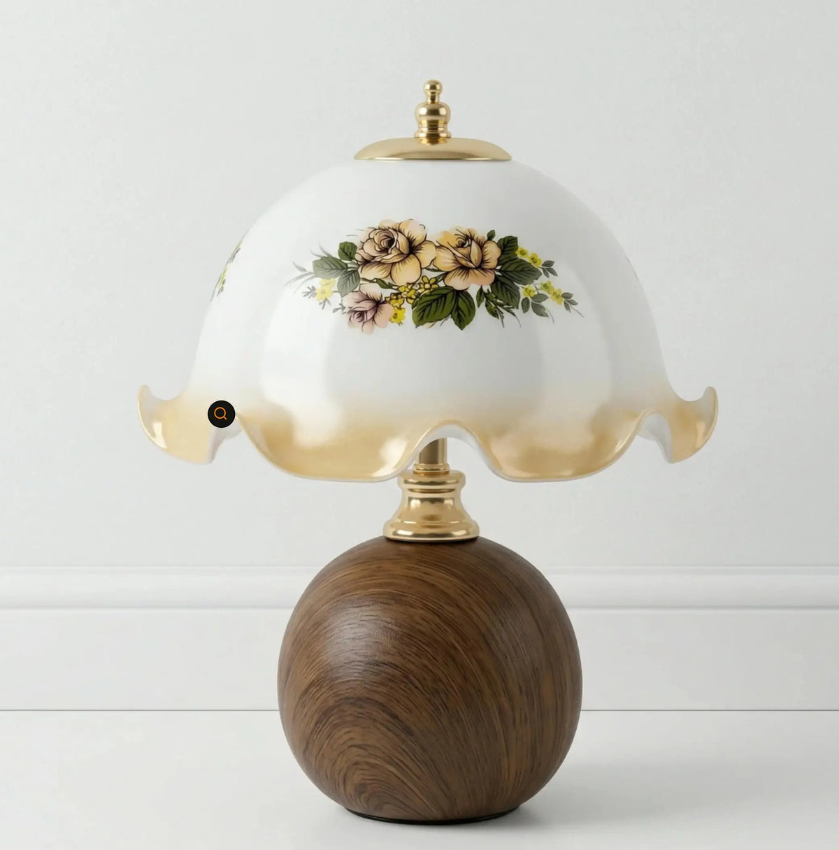 Vintage Floral Glass Table Lamp