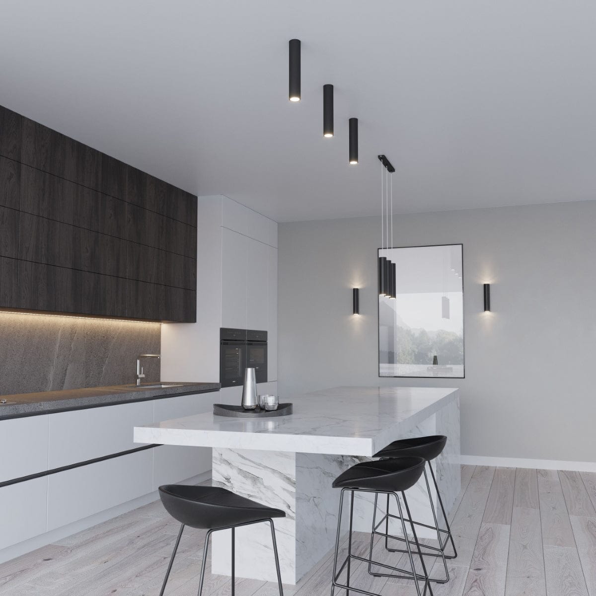 Sollux Lighting Ceiling Lamp Lagos 30 Black - Modern Black Ceiling Light - Powder-Coated Steel - Replaceable GU10 Bulbs - Elegant Cylindrical Design
