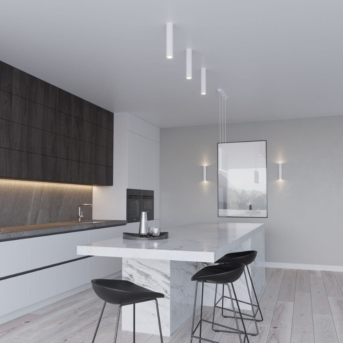 Sollux Lighting Ceiling Lamp Lagos 30 White - Modern White Ceiling Light - Powder-Coated Steel - Replaceable GU10 Bulbs - Elegant Cylindrical Design