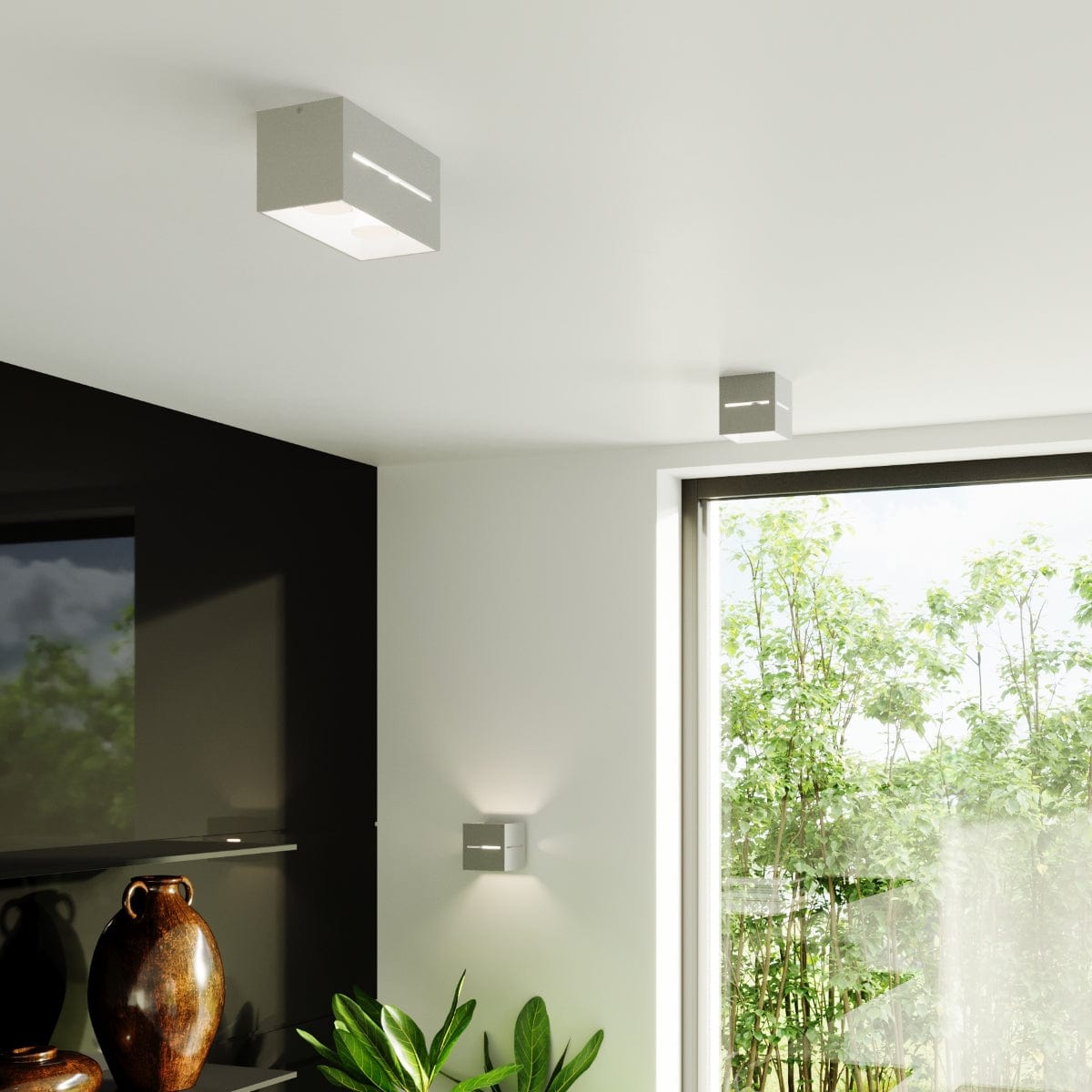 Sollux Lighting Ceiling Lamp Lobo 2 Grey - Modern Grey Ceiling Light with Perforation - Aluminum Material - Replaceable G9 Bulbs - Futuristic Design