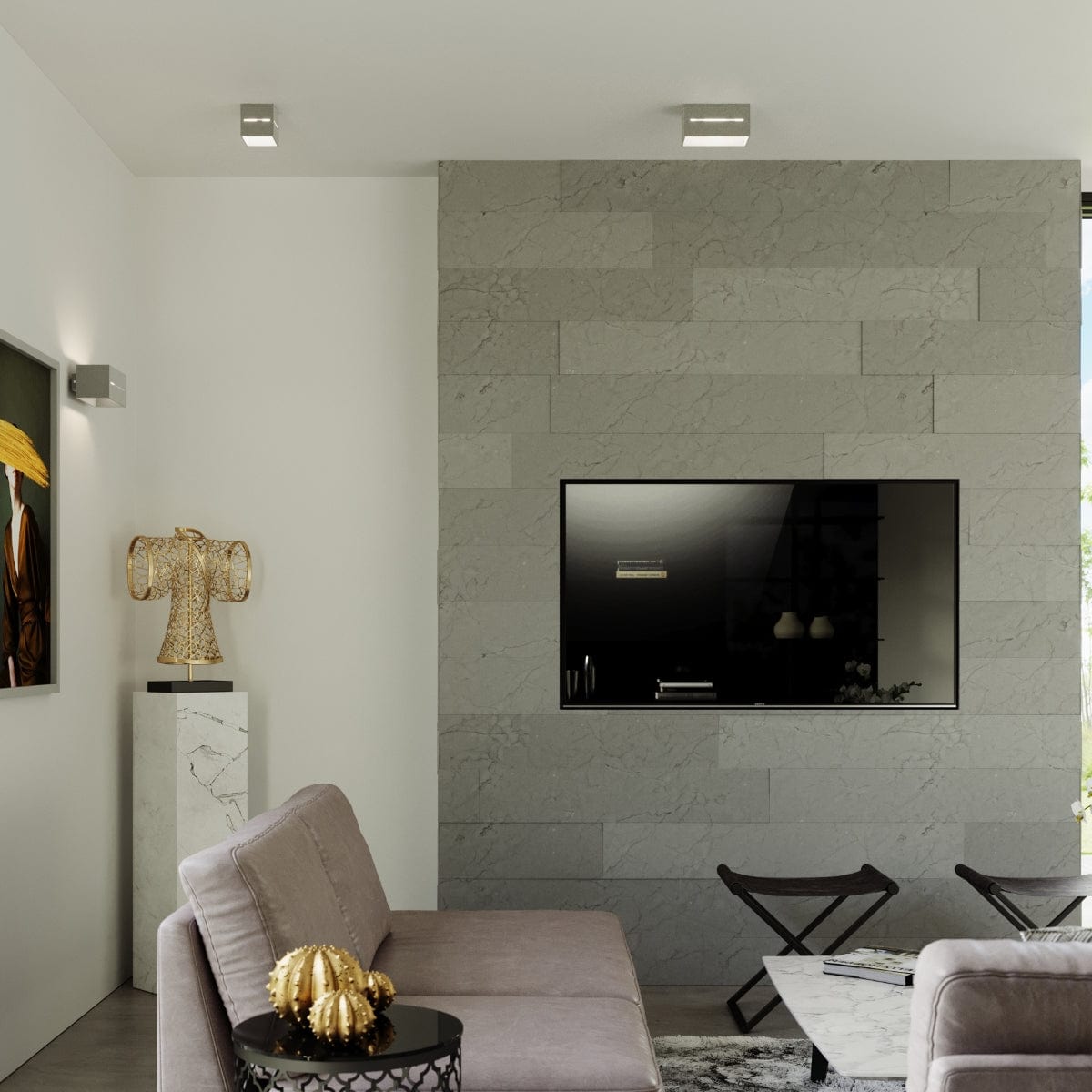 Sollux Lighting Ceiling Lamp Lobo 2 Grey - Modern Grey Ceiling Light with Perforation - Aluminum Material - Replaceable G9 Bulbs - Futuristic Design