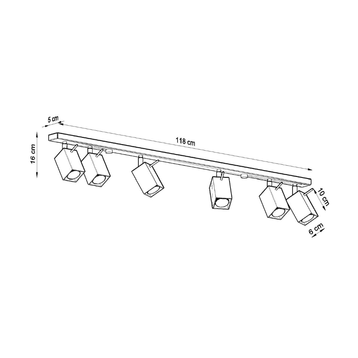 Sollux Lighting Ceiling Lamp Merida 6 L Grey - Modern Spot Ceiling Light - 6 Adjustable Shades - Durable Steel Build - GU10 Bulb Compatible