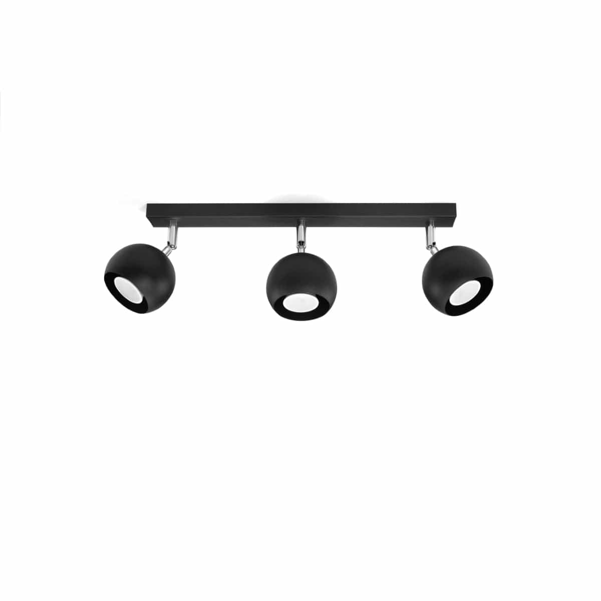 Sollux Lighting Ceiling Lamp Oculare 3 Black - Modern Spot Ceiling Light - 3 Adjustable Shades - Spherical Design - Durable Steel - GU10 Bulb Compatible