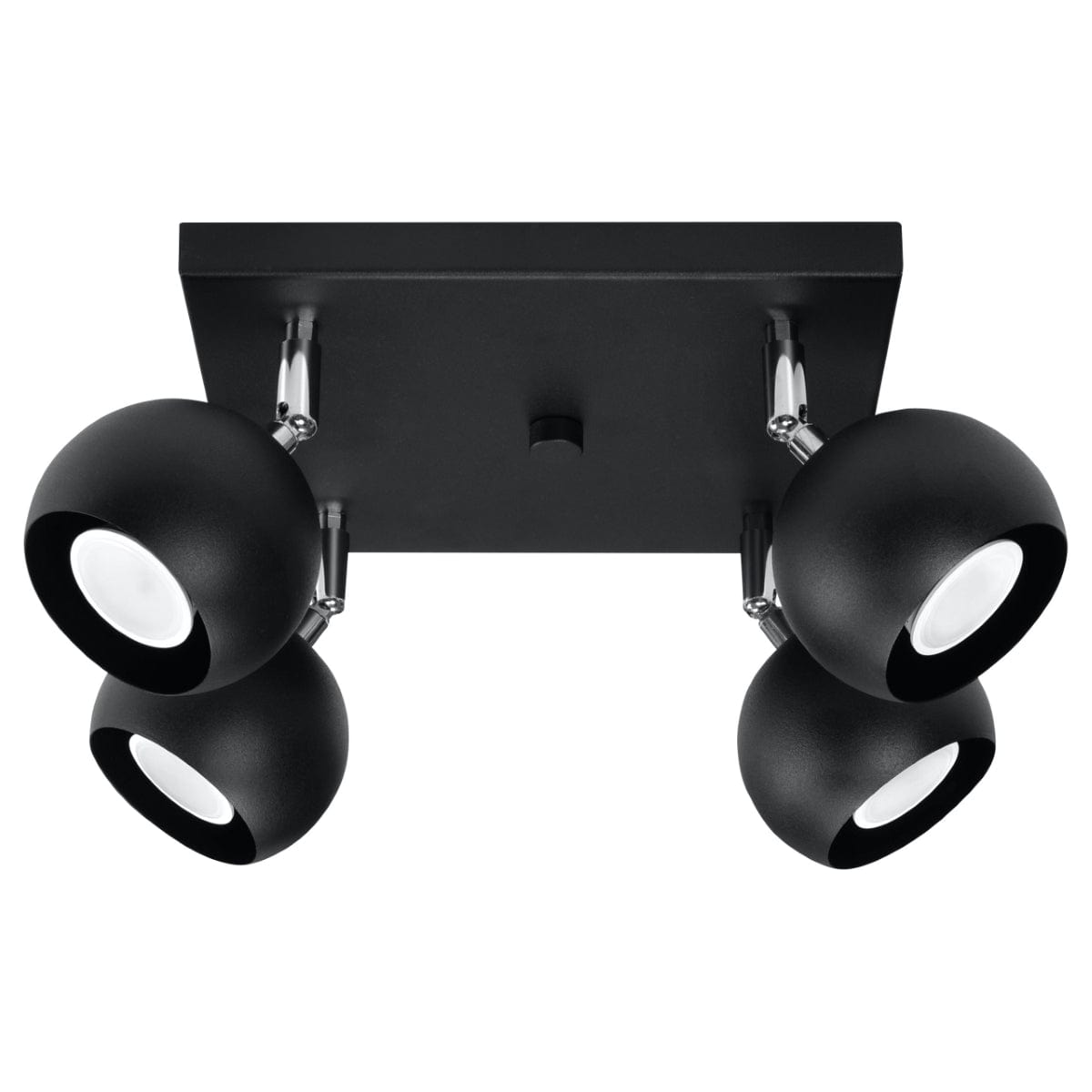 Sollux Lighting Ceiling Lamp Oculare 4 Black - Modern Spot Ceiling Light - 4 Adjustable Shades - Spherical Design - Durable Steel - GU10 Bulb Compatible