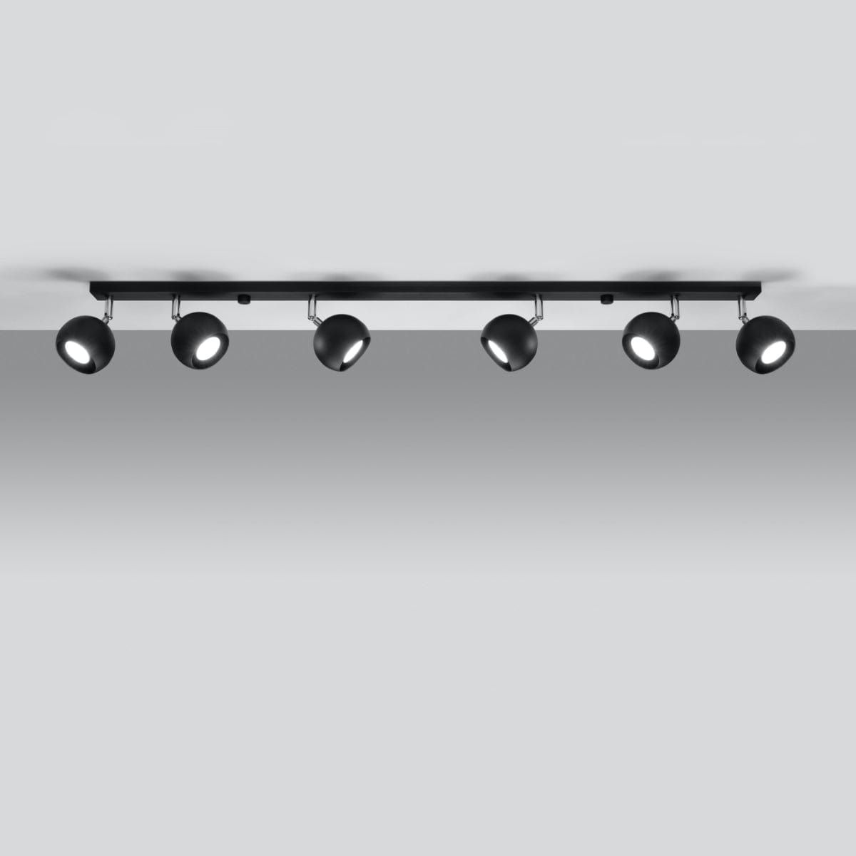 Sollux Lighting Ceiling Lamp Oculare 6 L Black - Modern Spot Ceiling Light - Adjustable Multi-Directional Lighting