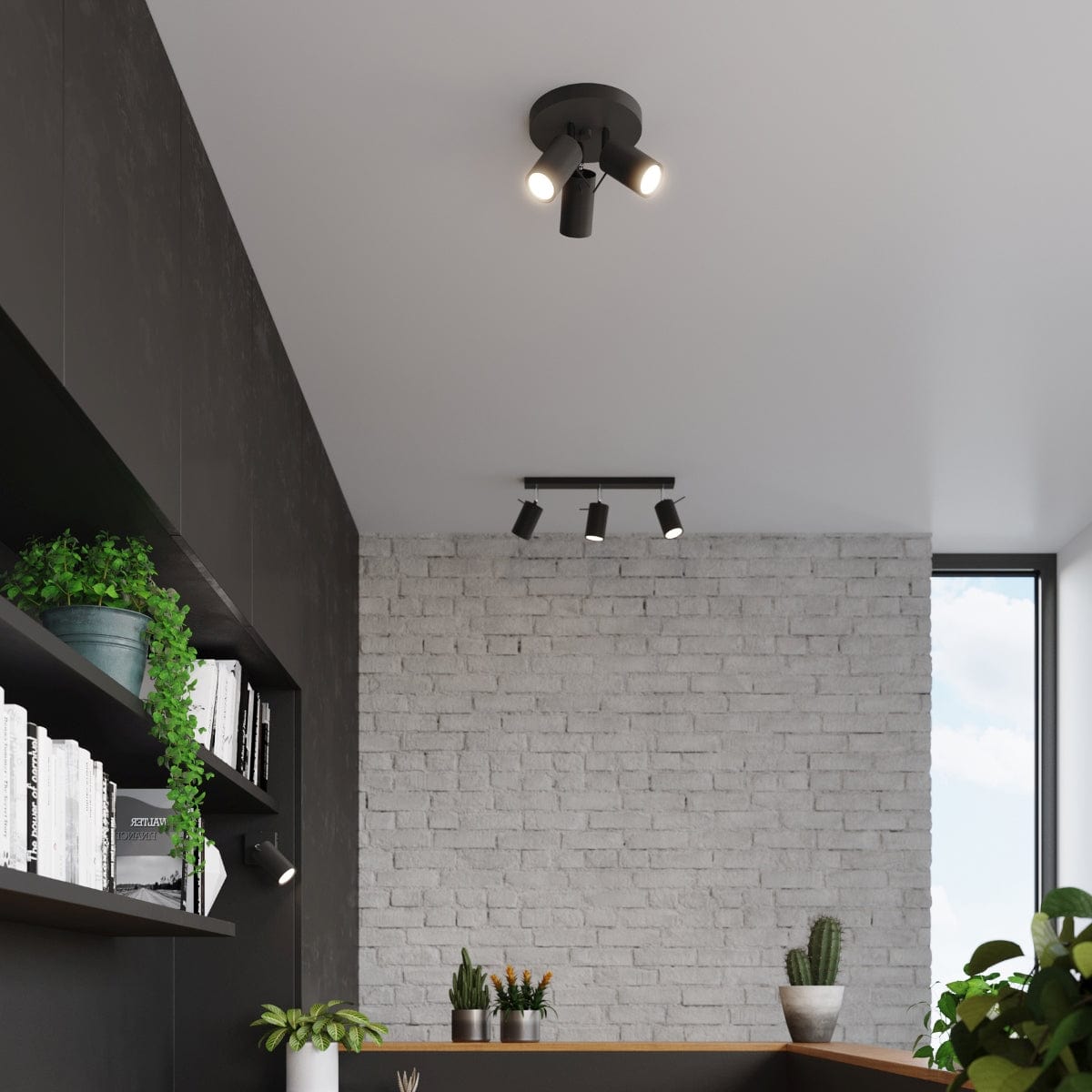 Sollux Lighting Ceiling Lamp Ring 3 P Black - 3-Shade Ceiling Light Fixture - Adjustable Arms - Easy Installation - Durable Steel - Interchangeable GU10 Bulbs