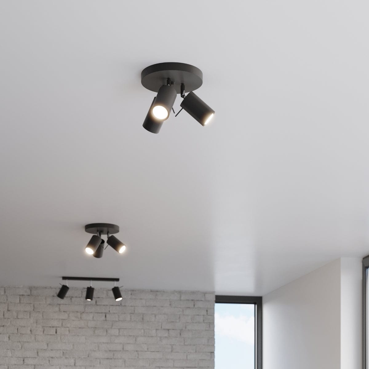 Sollux Lighting Ceiling Lamp Ring 3 P Black - 3-Shade Ceiling Light Fixture - Adjustable Arms - Easy Installation - Durable Steel - Interchangeable GU10 Bulbs