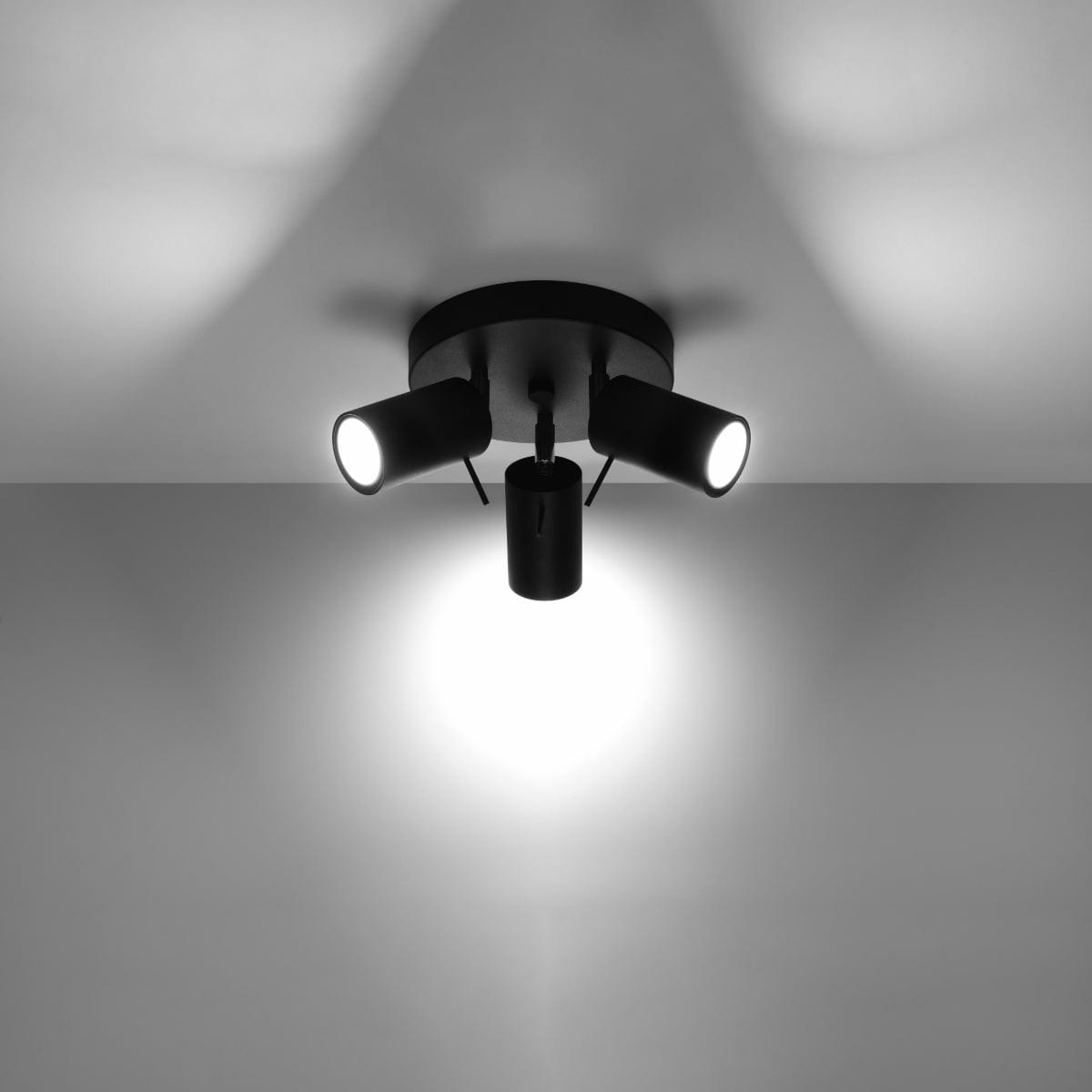 Sollux Lighting Ceiling Lamp Ring 3 P Black - 3-Shade Ceiling Light Fixture - Adjustable Arms - Easy Installation - Durable Steel - Interchangeable GU10 Bulbs