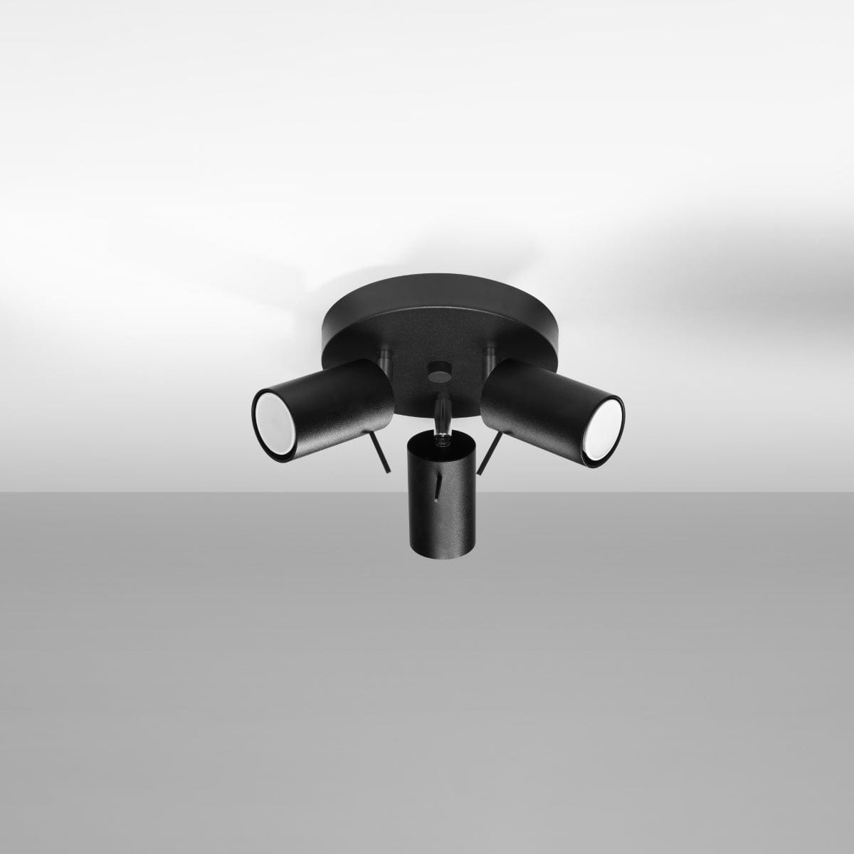 Sollux Lighting Ceiling Lamp Ring 3 P Black - 3-Shade Ceiling Light Fixture - Adjustable Arms - Easy Installation - Durable Steel - Interchangeable GU10 Bulbs