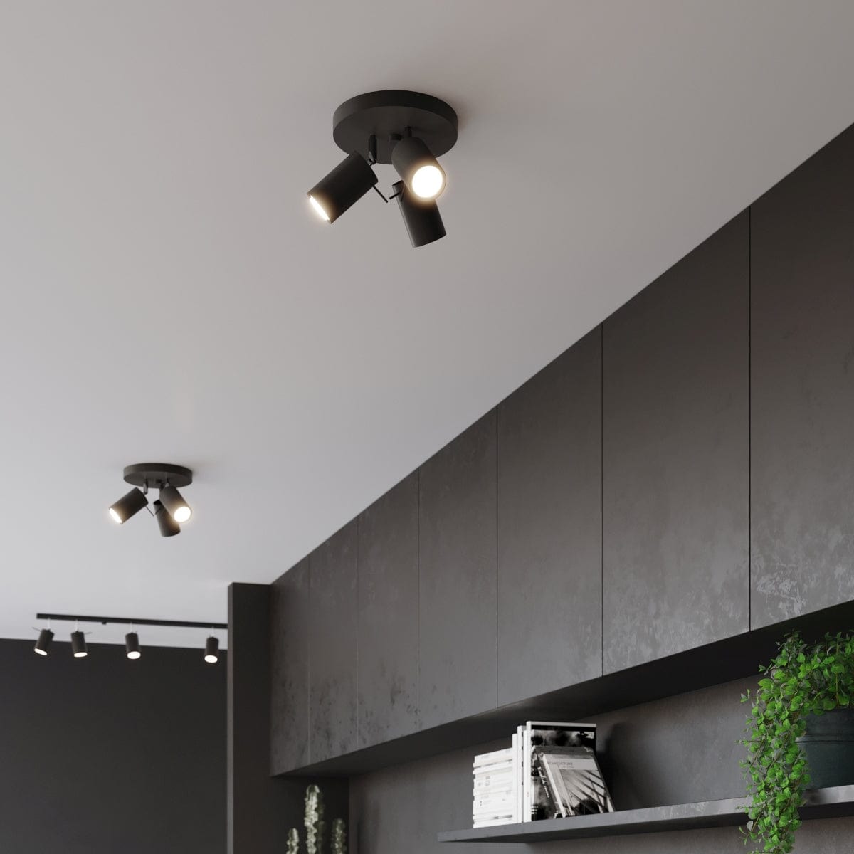 Sollux Lighting Ceiling Lamp Ring 3 P Black - 3-Shade Ceiling Light Fixture - Adjustable Arms - Easy Installation - Durable Steel - Interchangeable GU10 Bulbs