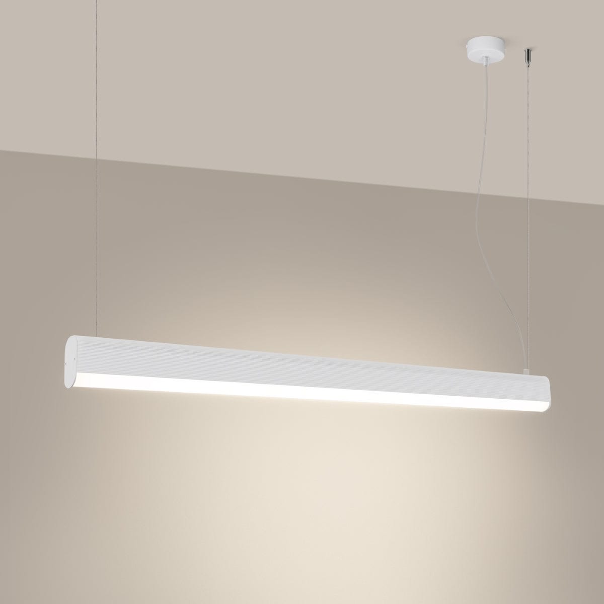 Sollux Lighting FARGE White LED Pendant Lamp - 3000K Warm Light - Modern Geometric Design - Energy-Efficient Matte Finish
