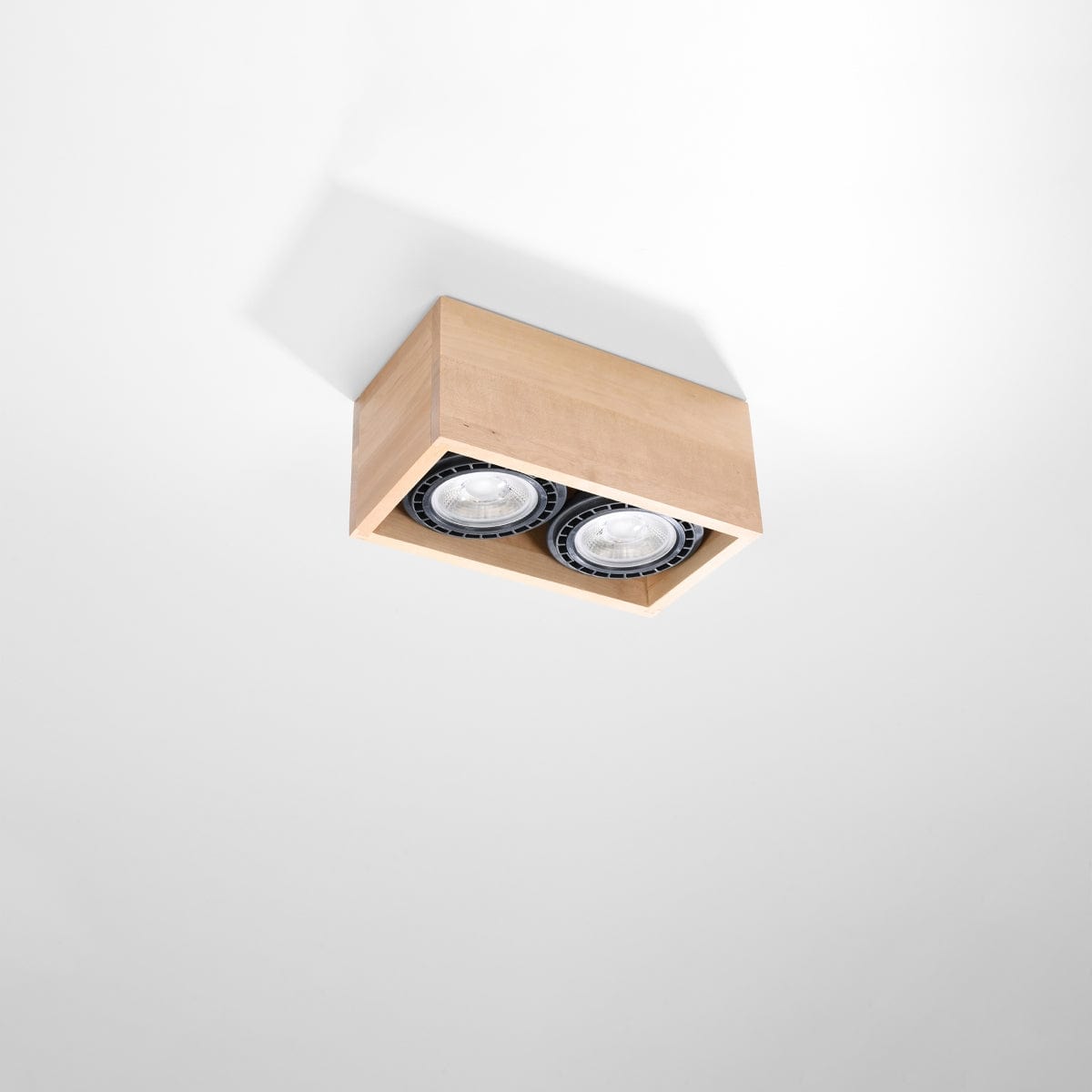 Sollux Lighting QUATRO 2 Natural Wood Ceiling Lamp - Minimalist Design - Wooden Construction - Easy to Clean - Interchangeable GU10 Bulbs - Suitable for Various Interiors