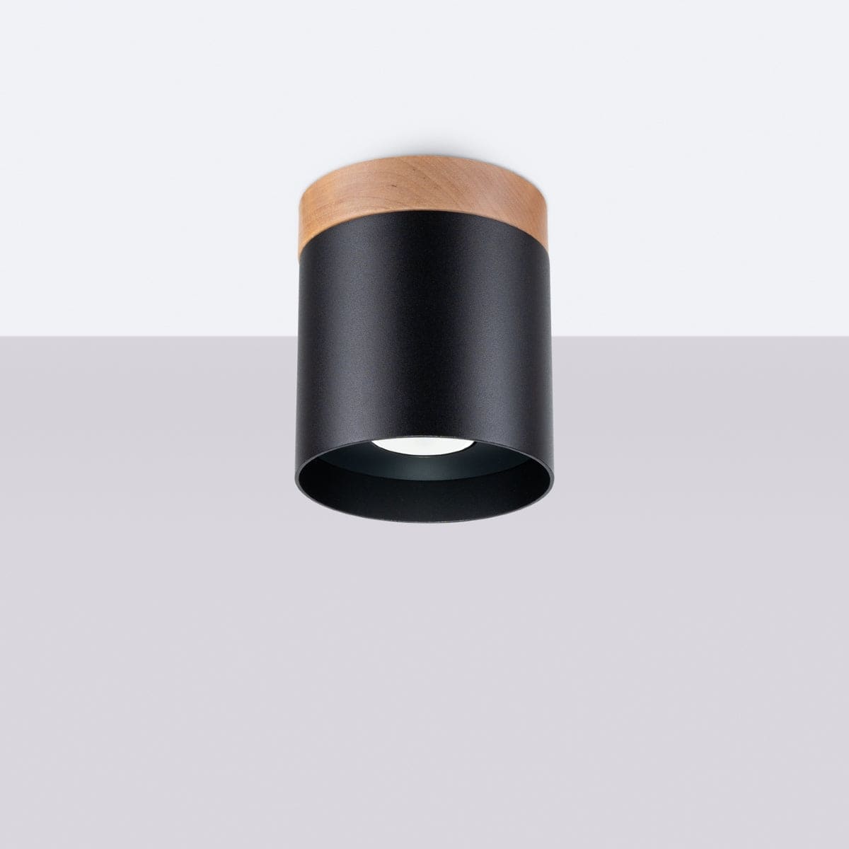 Sollux Lighting RIF Ceiling Lamp Black - Elegant Design - Natural Wood Finish - Soft LED Light - Energy Efficient - Ideal for Living Room and Office