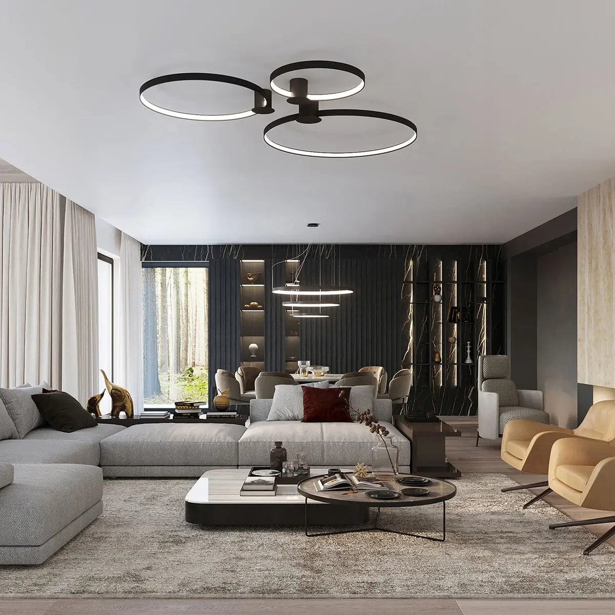 Sollux Lighting Rio 55 Black Ceiling Lamp - 4000K LED - Sleek Circle Design - CRI 95+ - Flicker-Free Light - Energy Efficient - Long-Lasting Elegance
