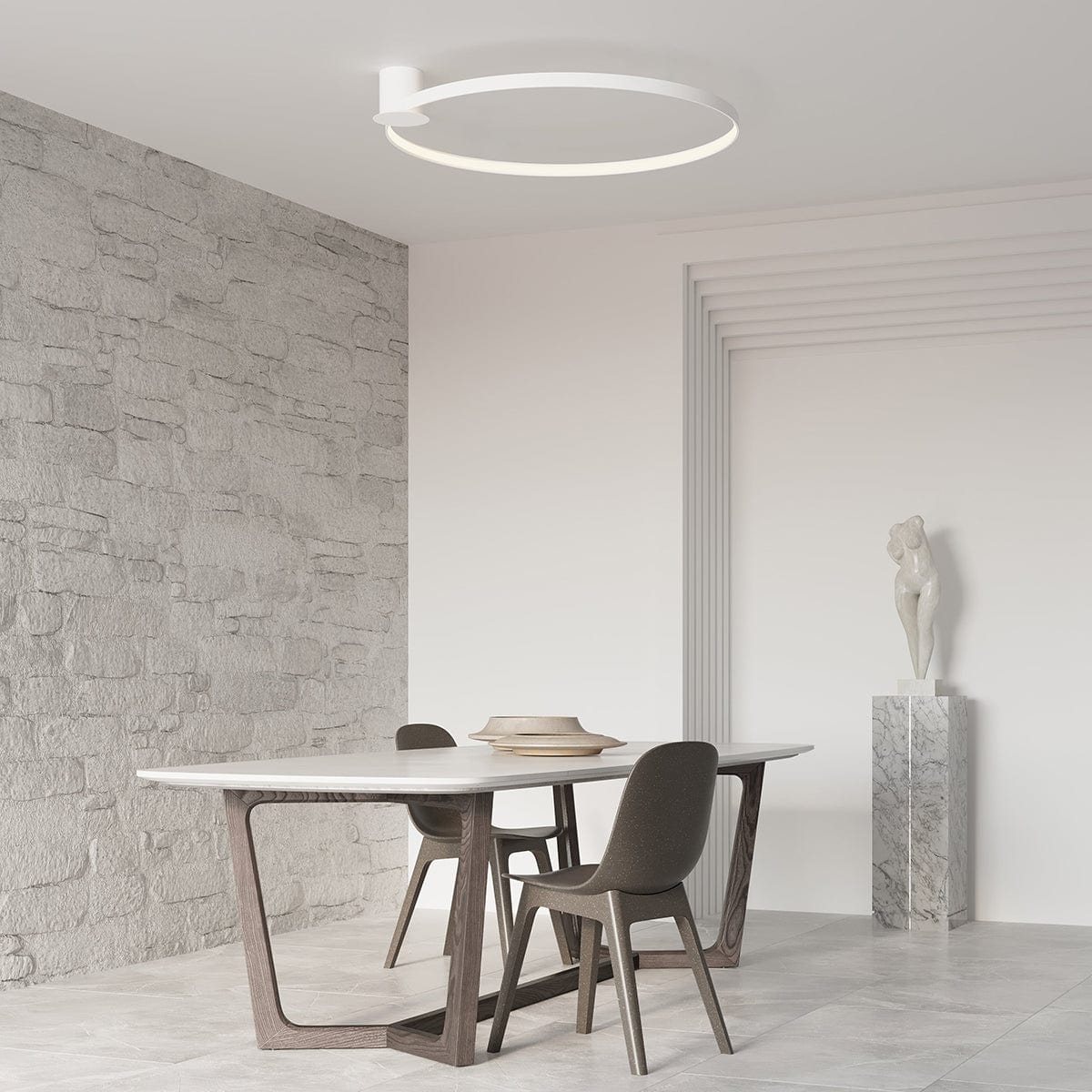 Sollux Lighting Rio 55 White LED Ceiling Lamp - 3000K Warm Light - Modern Circular Design - CRI 90+ - Flicker-Free Glow - Energy Efficient & Long-Lasting