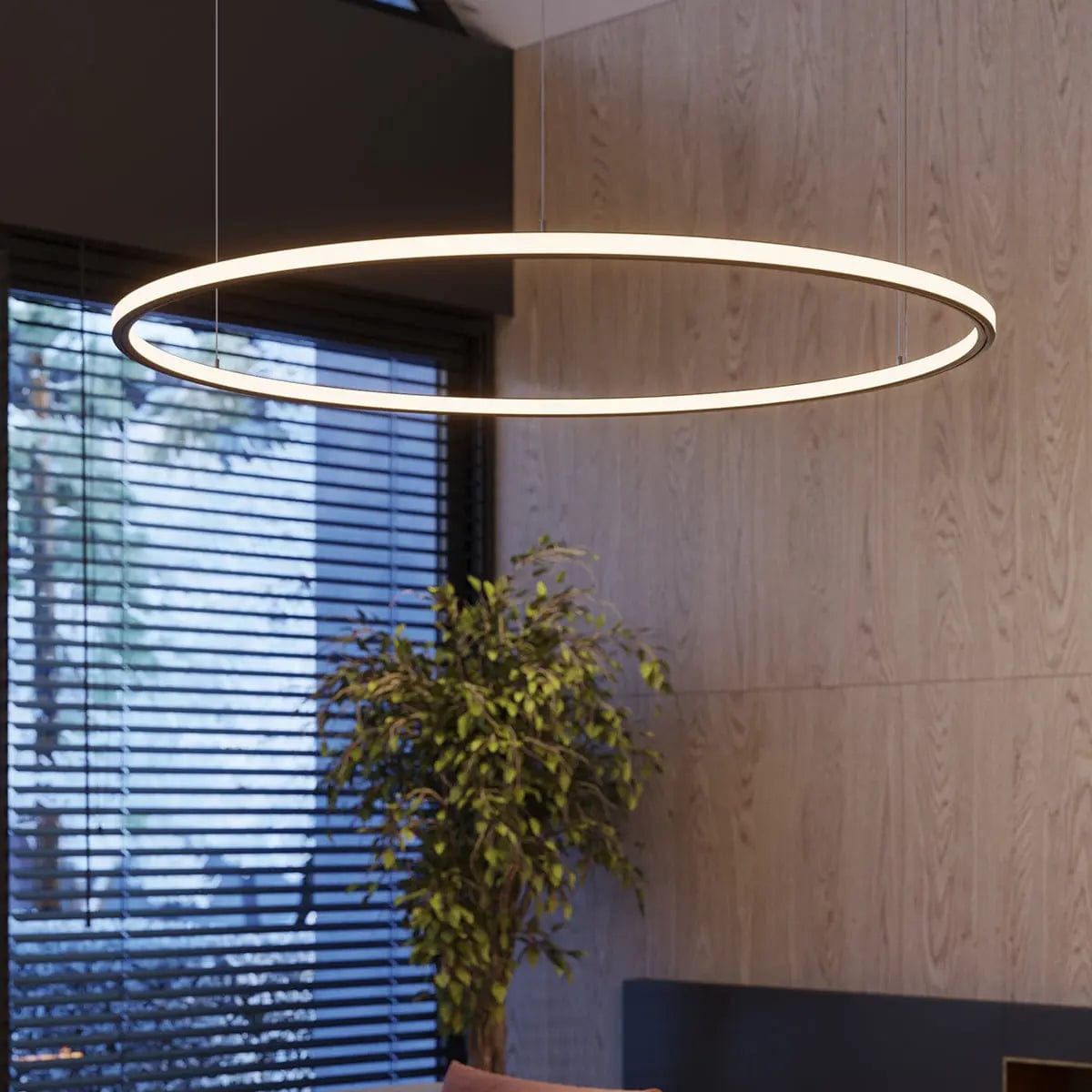 Sollux Lighting RISA LED Chandelier - 80 Black - 3000K Warm Light - Modern Minimalist Ring Design - Energy-Efficient with 5-Year Warranty