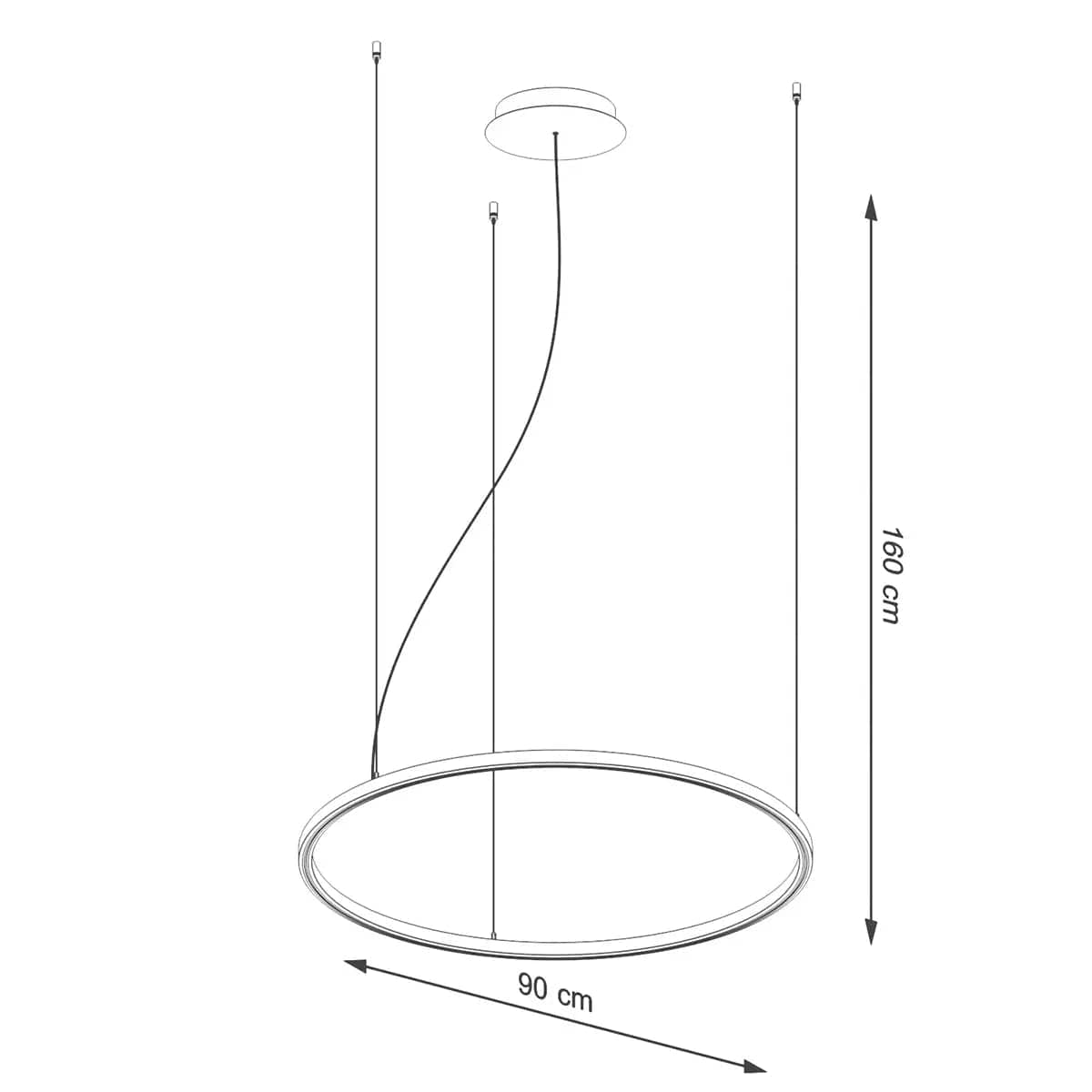 Sollux Lighting RISA LED Chandelier - 80 Black - 3000K Warm Light - Modern Minimalist Ring Design - Energy-Efficient with 5-Year Warranty