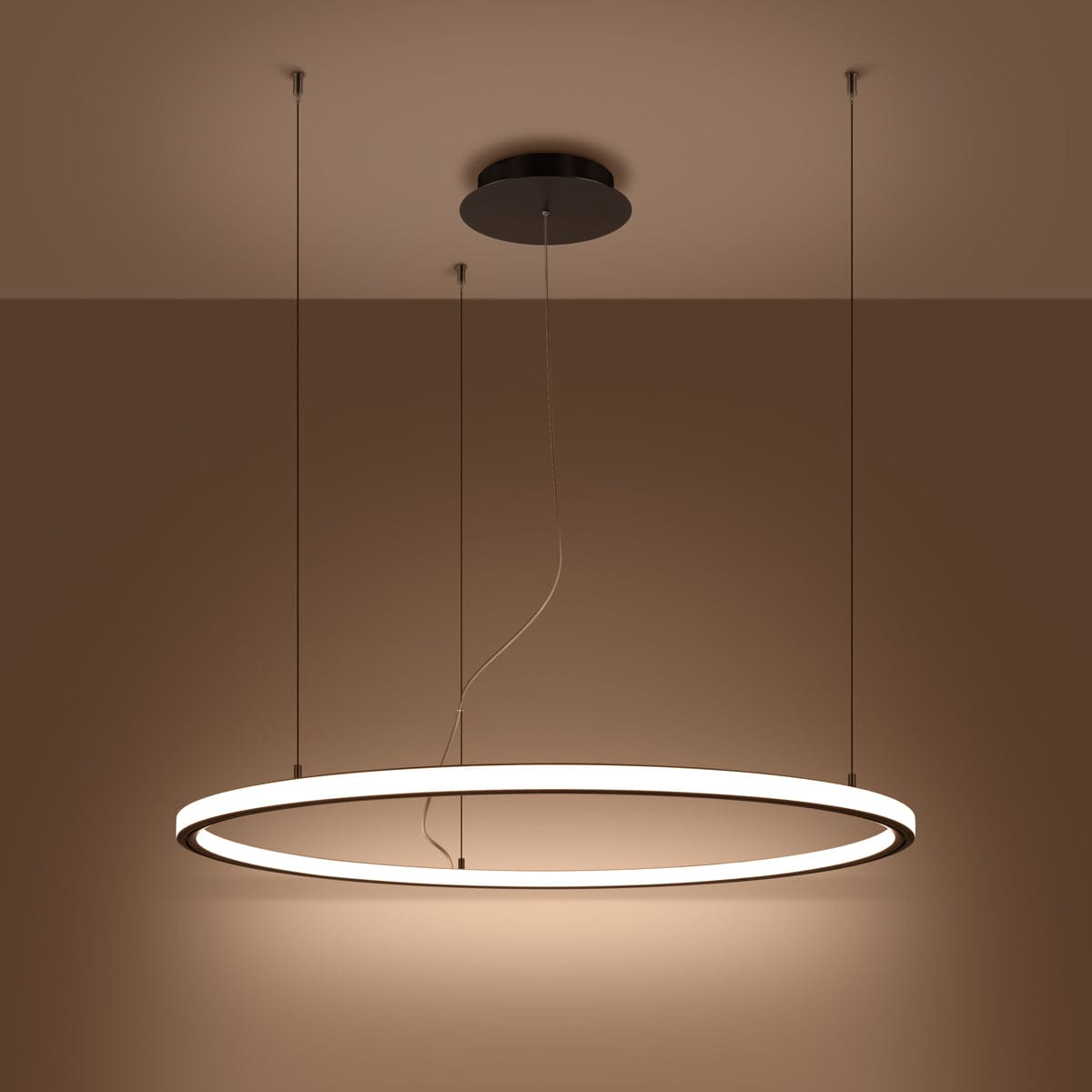 Sollux Lighting RISA LED Chandelier - 80 Black - 3000K Warm Light - Modern Minimalist Ring Design - Energy-Efficient with 5-Year Warranty