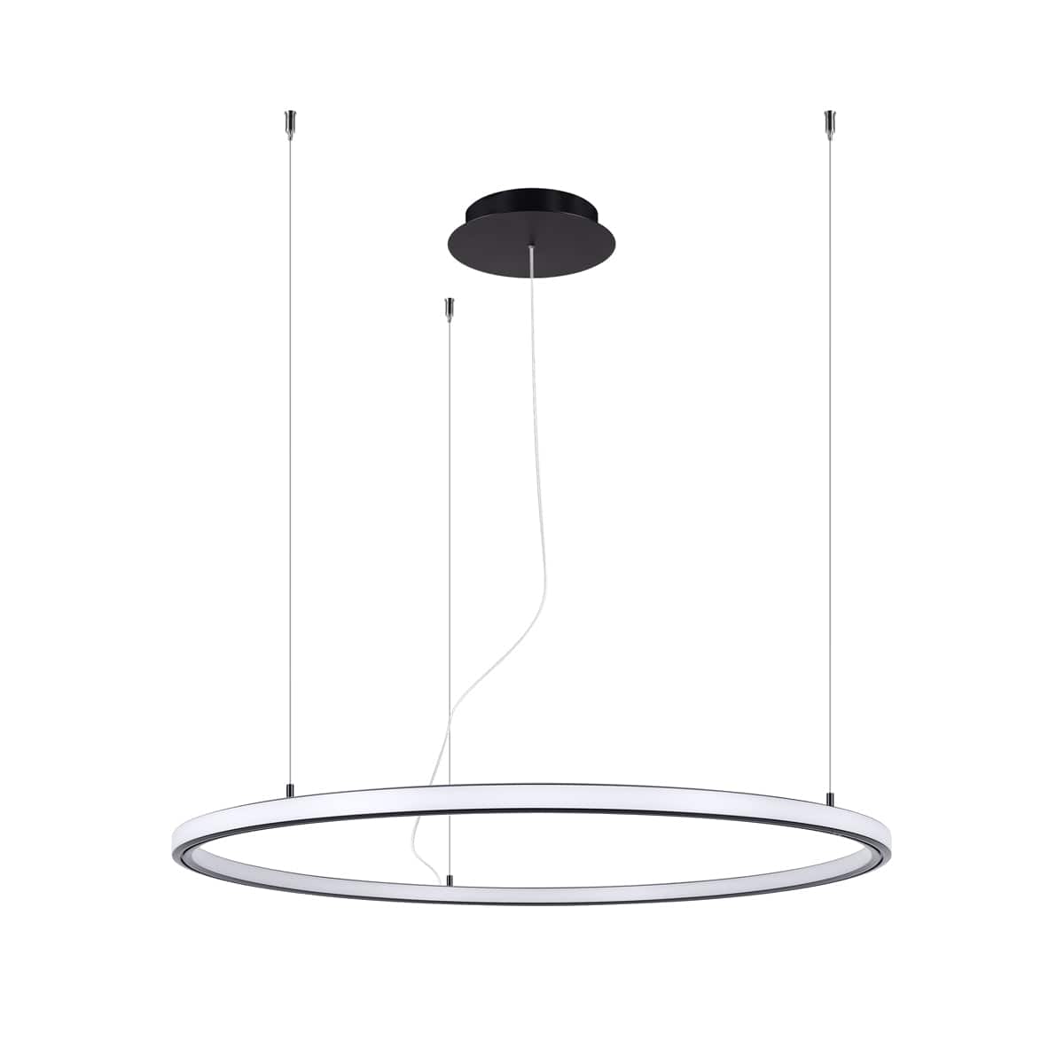 Sollux Lighting RISA LED Chandelier - 80 Black - 3000K Warm Light - Modern Minimalist Ring Design - Energy-Efficient with 5-Year Warranty