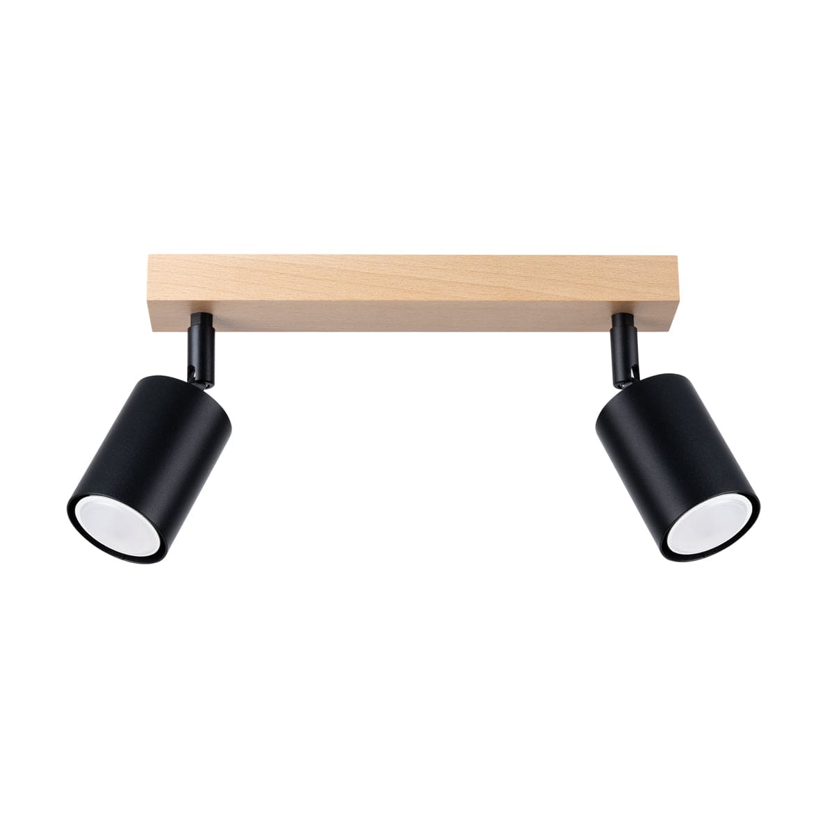 Sollux Lighting VERDO 2 Black Ceiling Light - Modern Steel and Wood Design - E27 Bulb Compatible - Industrial Minimalist Style - Perfect for Living Room or Bedroom