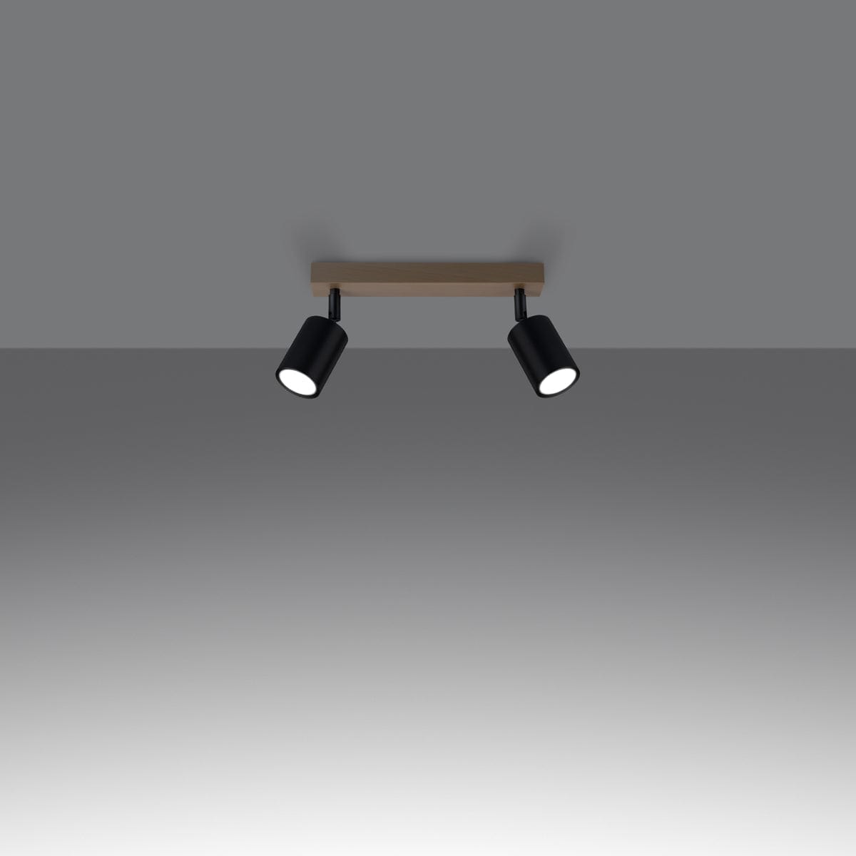 Sollux Lighting VERDO 2 Black Ceiling Light - Modern Steel and Wood Design - E27 Bulb Compatible - Industrial Minimalist Style - Perfect for Living Room or Bedroom
