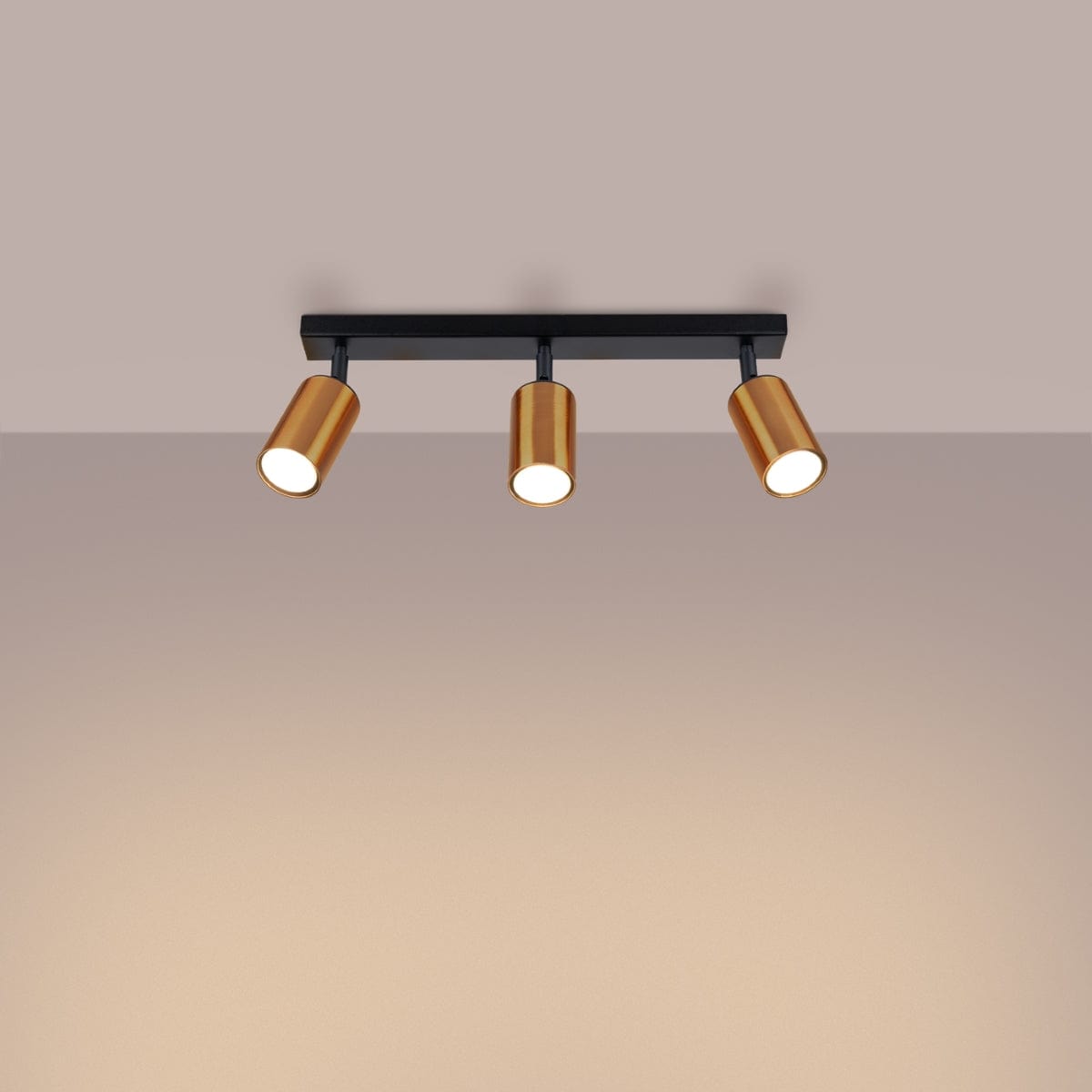 Sollux Lighting WINX 3 Black-Copper Ceiling Lamp - Modern Metal Design - Triple Adjustable Lights - E27 Bulb Compatible - Stylish Minimalist Lighting for Living Room or Office