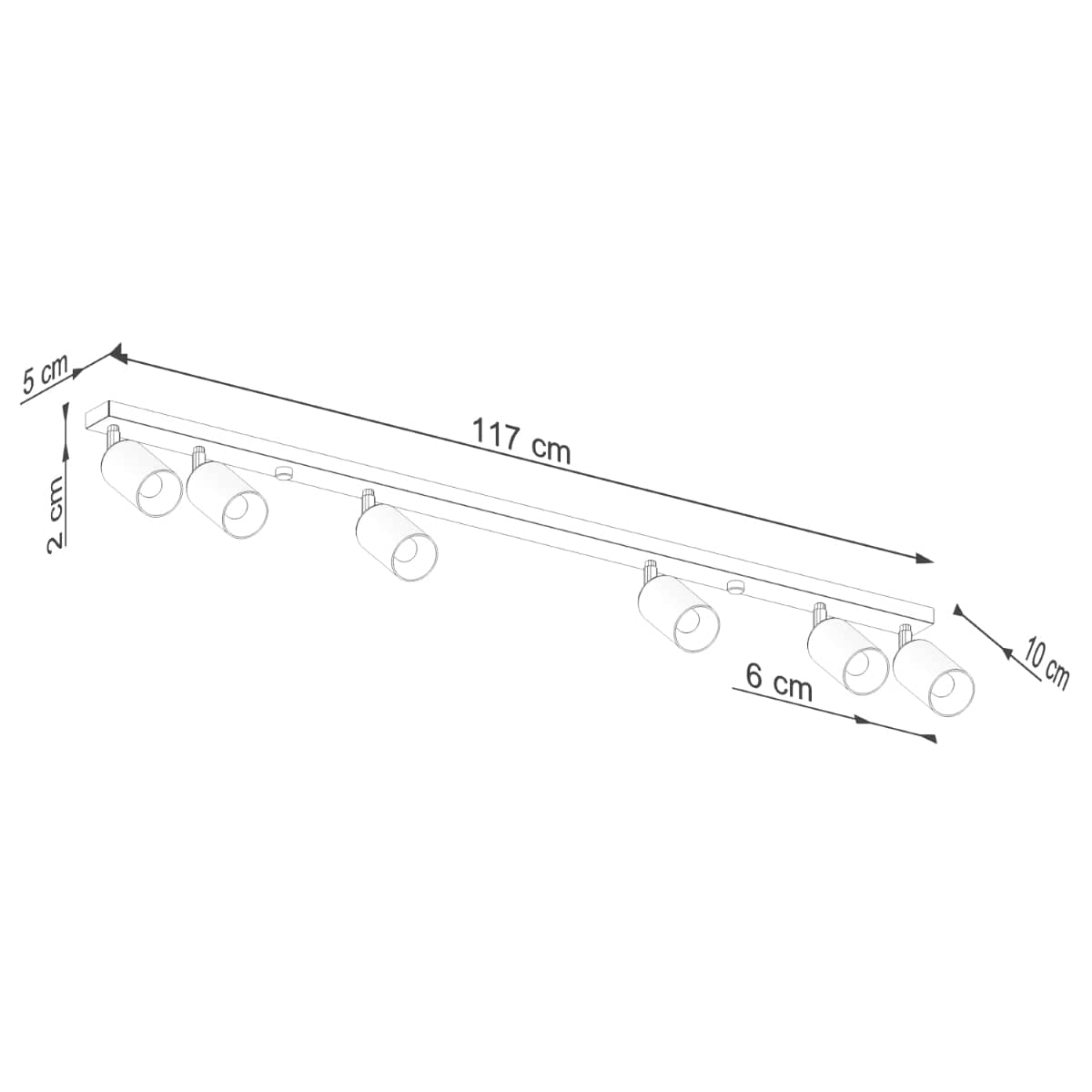 Sollux Lighting WINX 6 L Black-Gold Ceiling Lamp - Modern Minimalist Design - Six Adjustable Light Points - Durable Metal Build - E27 Bulb Compatible - Elegant Lighting