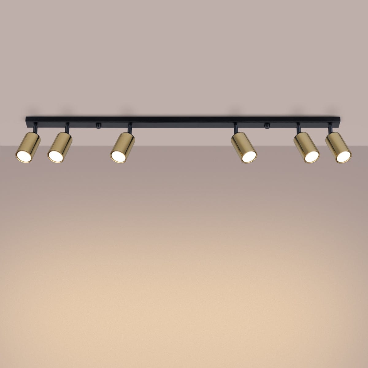 Sollux Lighting WINX 6 L Black-Gold Ceiling Lamp - Modern Minimalist Design - Six Adjustable Light Points - Durable Metal Build - E27 Bulb Compatible - Elegant Lighting