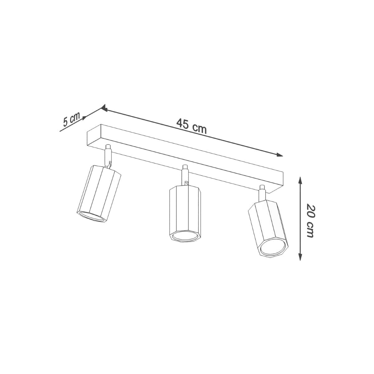 Sollux Lighting ZEKE 3 Oak Ceiling Lamp – Minimalist Wooden Design – Warm and Elegant Lighting – Perfect for Loft and Industrial Interiors – Adjustable Light Intensity