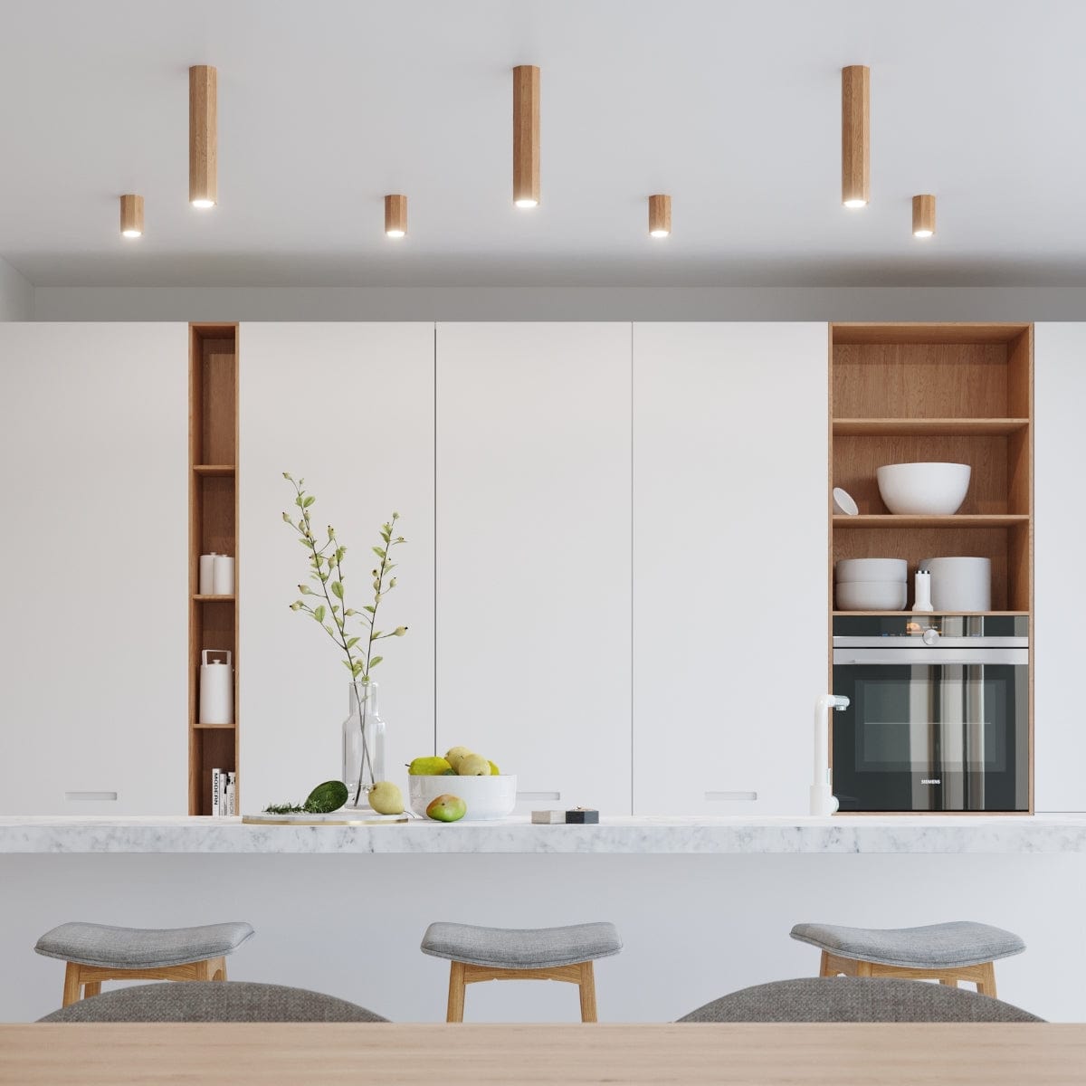 Sollux Lighting ZEKE 30 Oak Ceiling Lamp – Minimalist Wooden Lighting – Warm and Elegant Ambiance – Ideal for Loft & Industrial Interiors – Adjustable Light Options