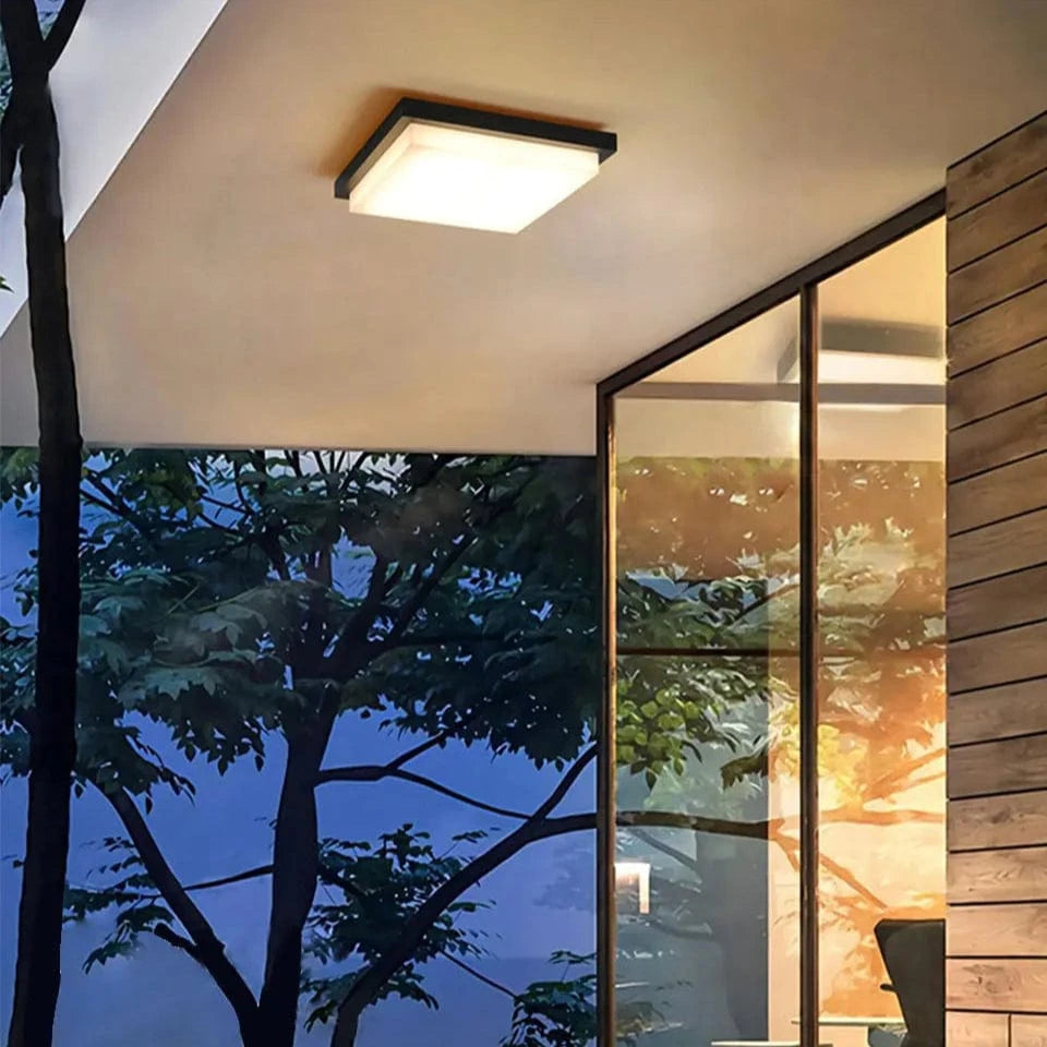 Verthara 10-Inch LED Flush Mount Ceiling Light Fixture – 20W Black Square Lamp for Indoor and Outdoor Use