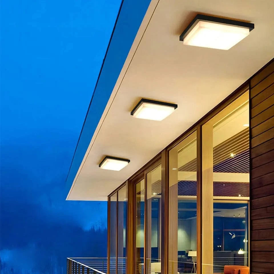 Verthara 10-Inch LED Flush Mount Ceiling Light Fixture – 20W Black Square Lamp for Indoor and Outdoor Use