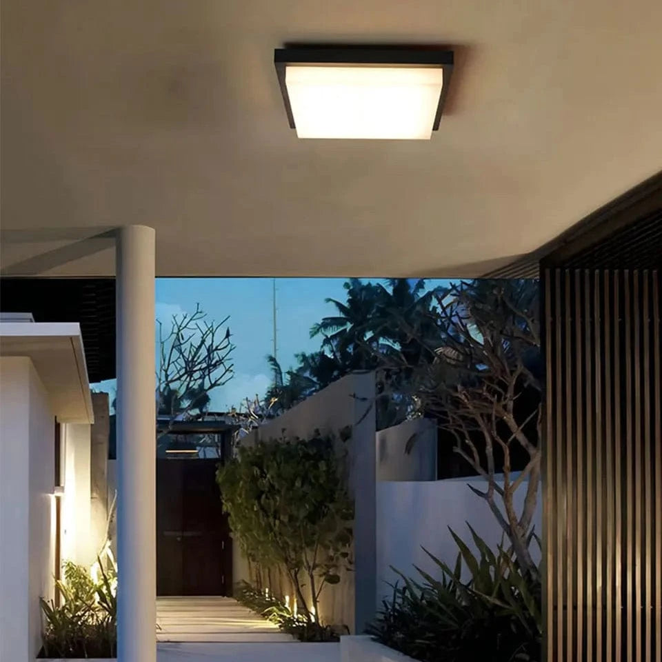 Verthara 10-Inch LED Flush Mount Ceiling Light Fixture – 20W Black Square Lamp for Indoor and Outdoor Use