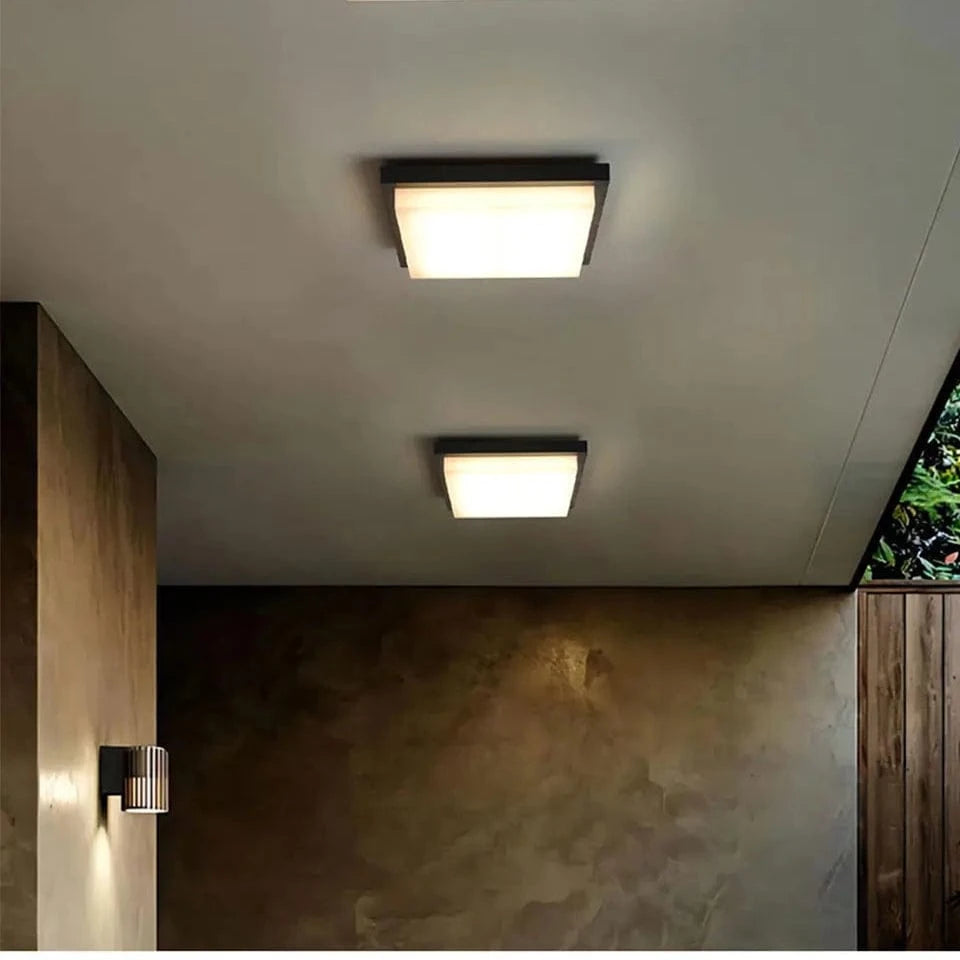 Verthara 10-Inch LED Flush Mount Ceiling Light Fixture – 20W Black Square Lamp for Indoor and Outdoor Use