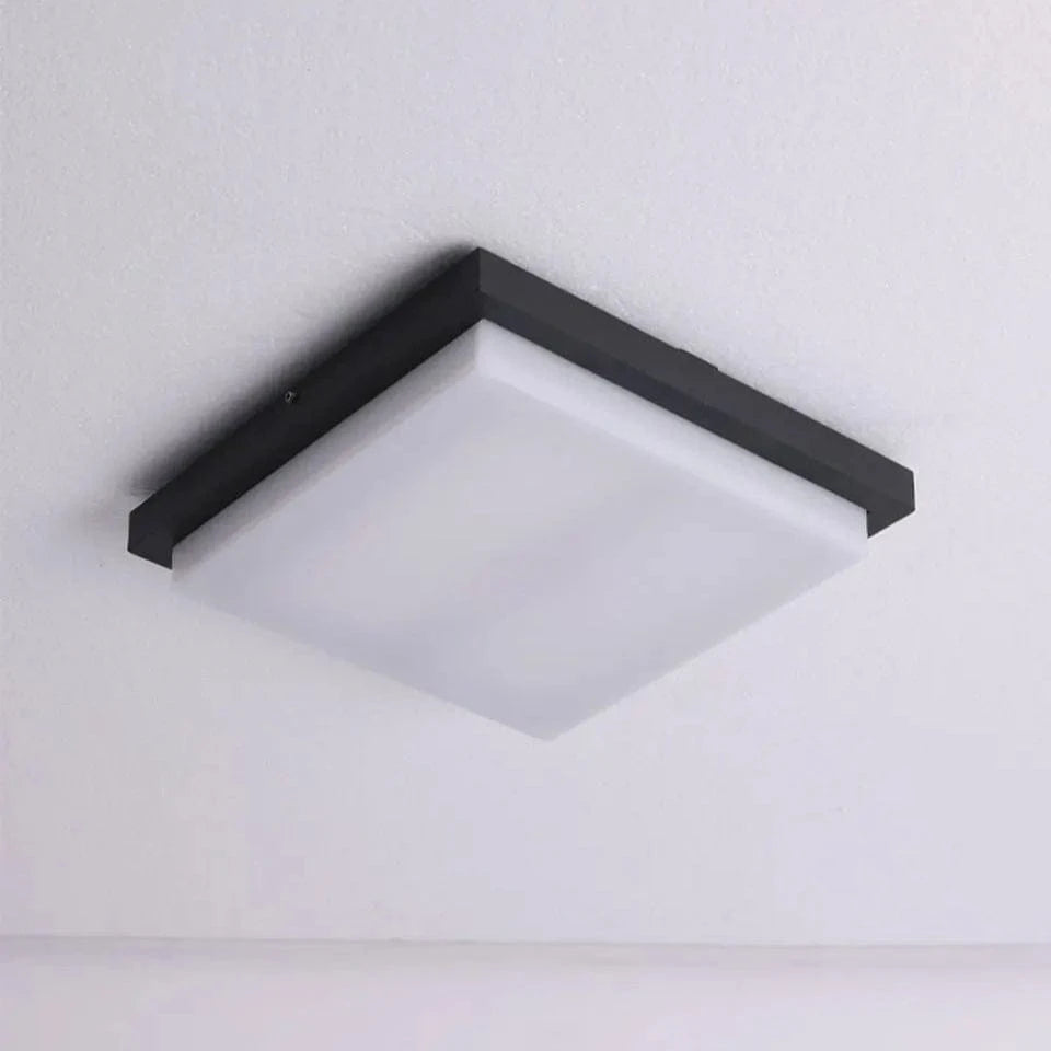 Verthara 10-Inch LED Flush Mount Ceiling Light Fixture – 20W Black Square Lamp for Indoor and Outdoor Use Warm white
