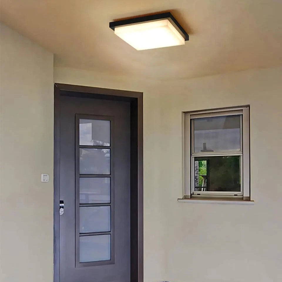 Verthara 10-Inch LED Flush Mount Ceiling Light Fixture – 20W Black Square Lamp for Indoor and Outdoor Use