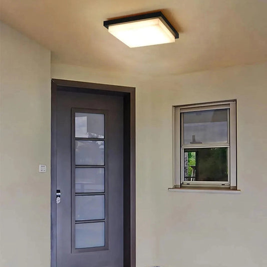 Verthara 10-Inch LED Flush Mount Ceiling Light Fixture – 20W Black Square Lamp for Indoor and Outdoor Use