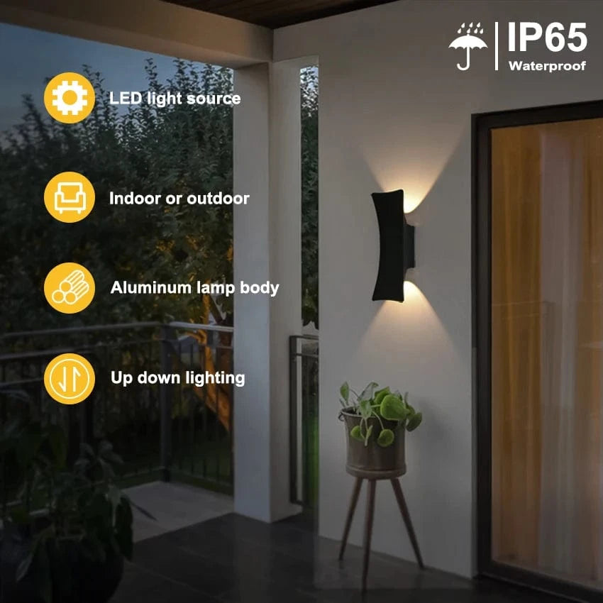 Verthara 12W Waterproof Outdoor Wall Light with Dual Up/Down Lighting for Gardens and Pathways - Aluminum Exterior Wall Lantern