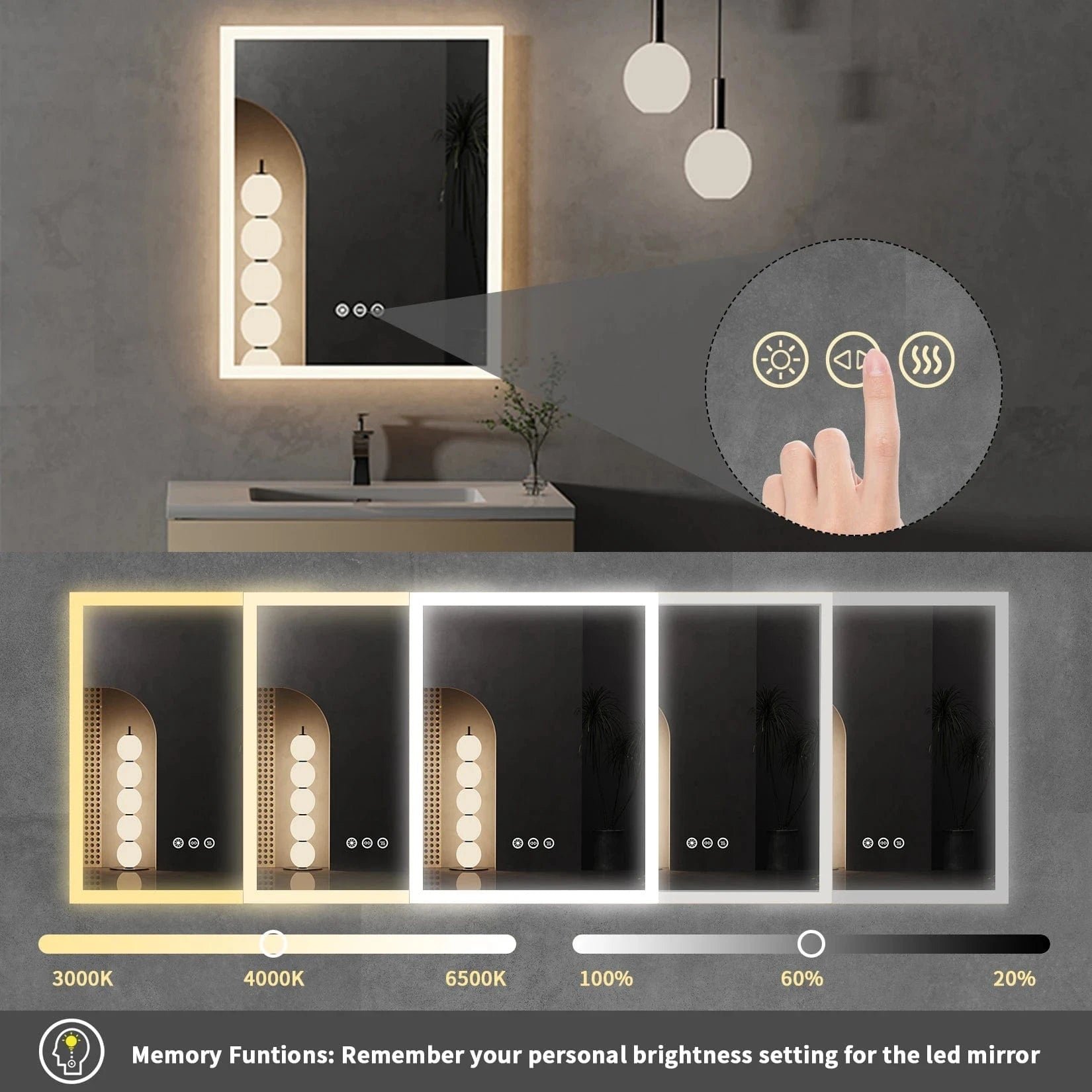 Verthara 16x20 Inch Oval LED Wall Mirror 16x20 inch