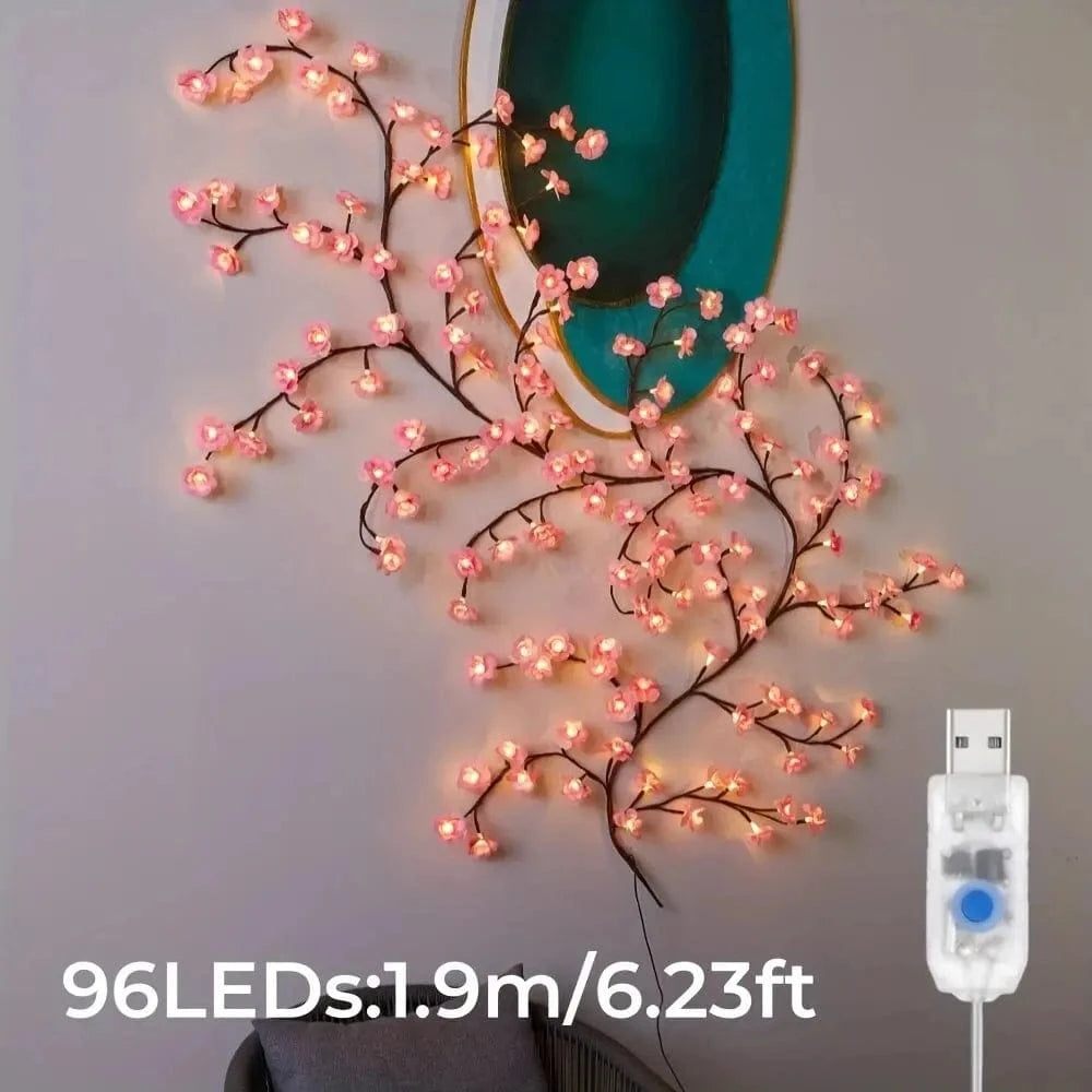 Verthara 96LED Cherry Blossom Branch Lights - Warm White USB Powered Indoor Outdoor Decorative Night Lights