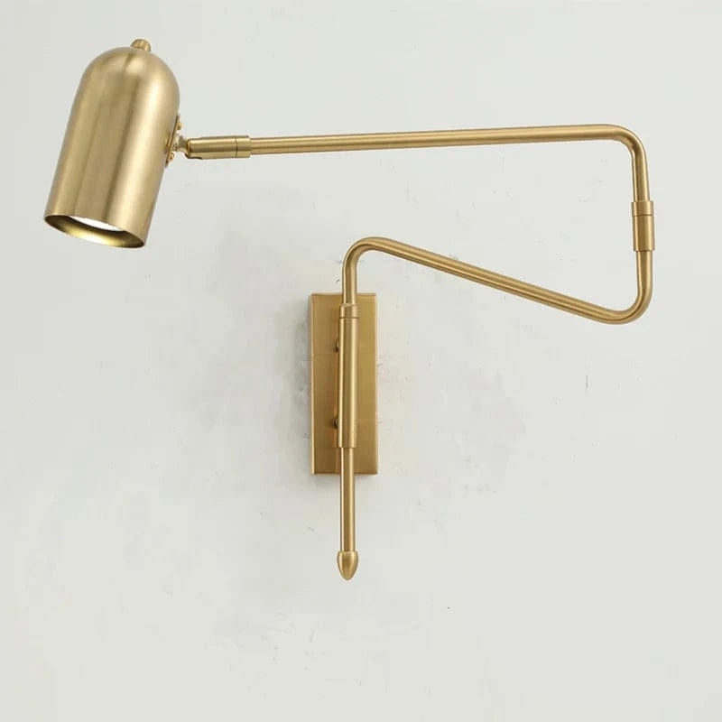 Verthara Adjustable Industrial Wall Lamp with Long Arm and Switch – Black and Gold Wall Sconce for Versatile Lighting