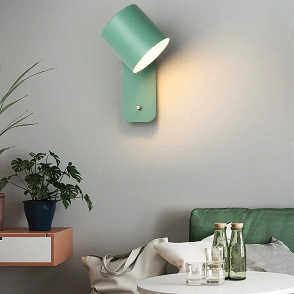 Verthara Adjustable Nordic Wall Lamp with Rotatable Sconce Light and Integrated Switch – Indoor Wall Lights for Home Decor Cool White(5500-7000K) / Green