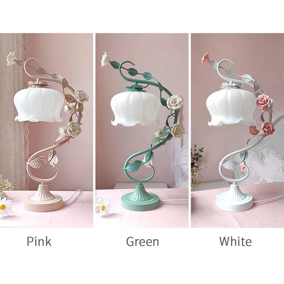 Verthara American Frosted Glass Flower Table Lamp