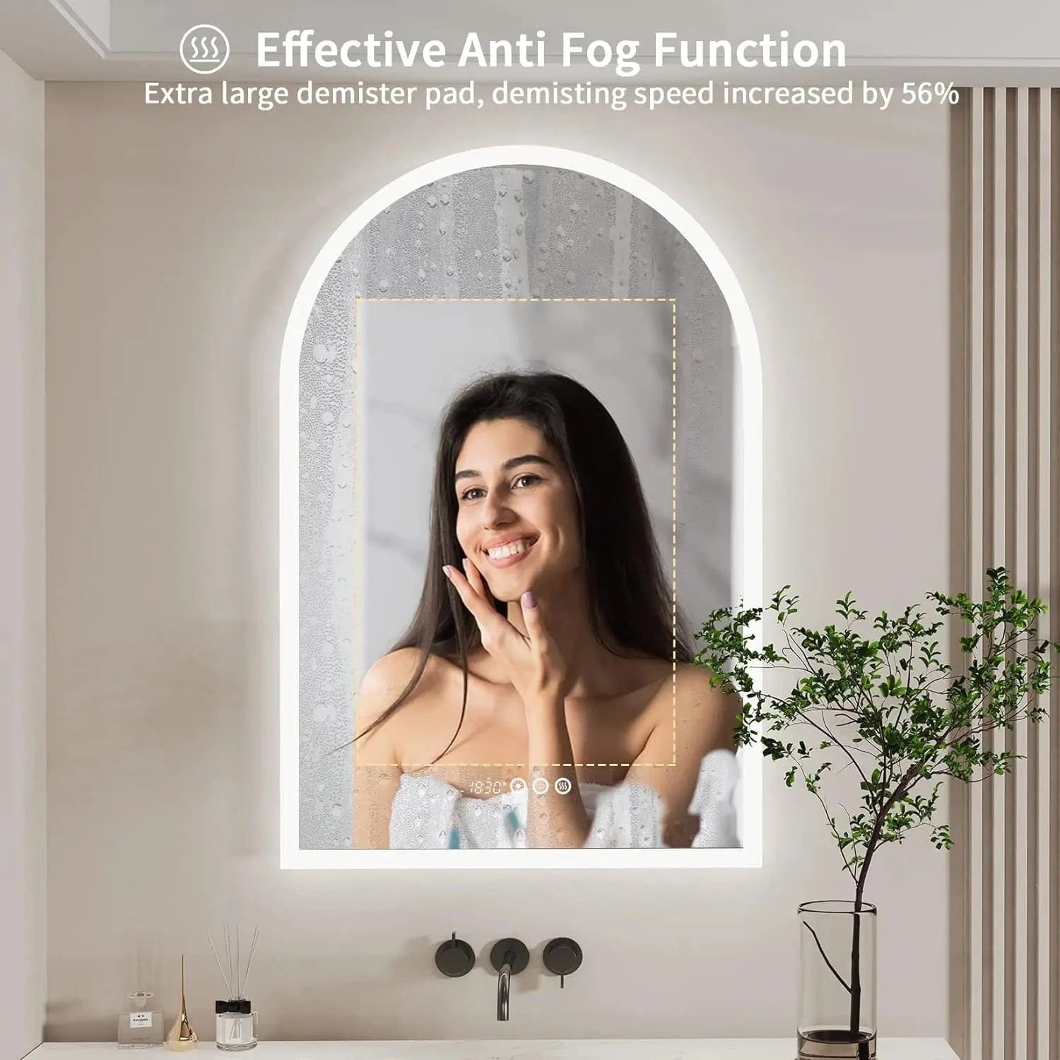 Verthara Backlit Smart LED Bathroom Mirror Light Grey