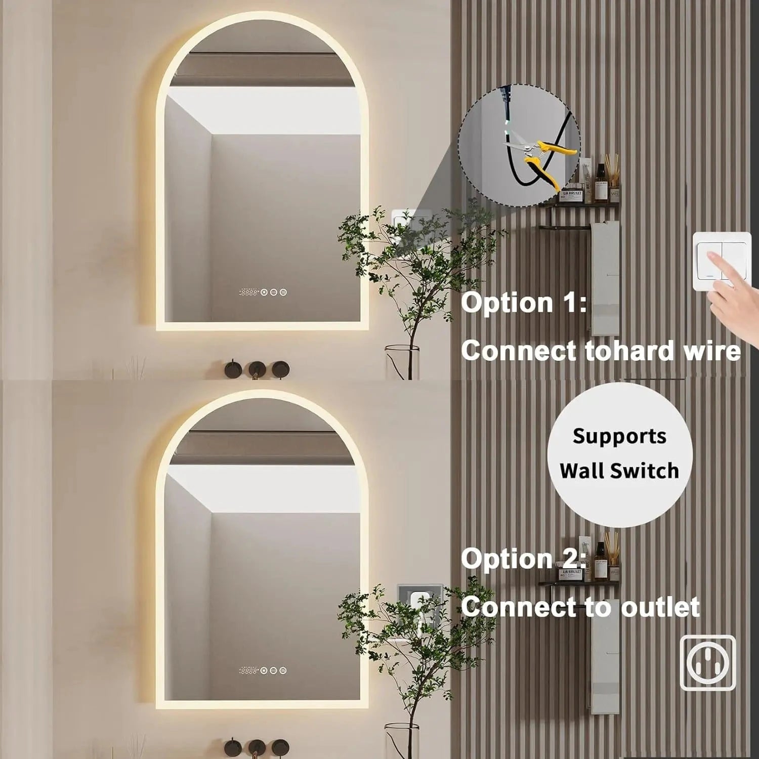 Verthara Backlit Smart LED Bathroom Mirror Light Grey