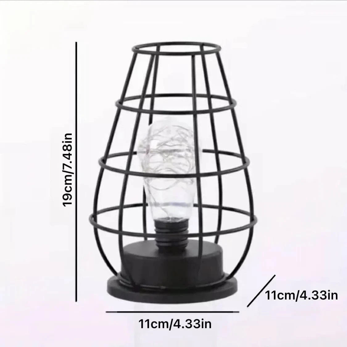 Verthara Battery Operated Iron Wire Cage LED Table Lamp – Decorative Bedside Lamp for Bedroom and Living Room, Warm White Light
