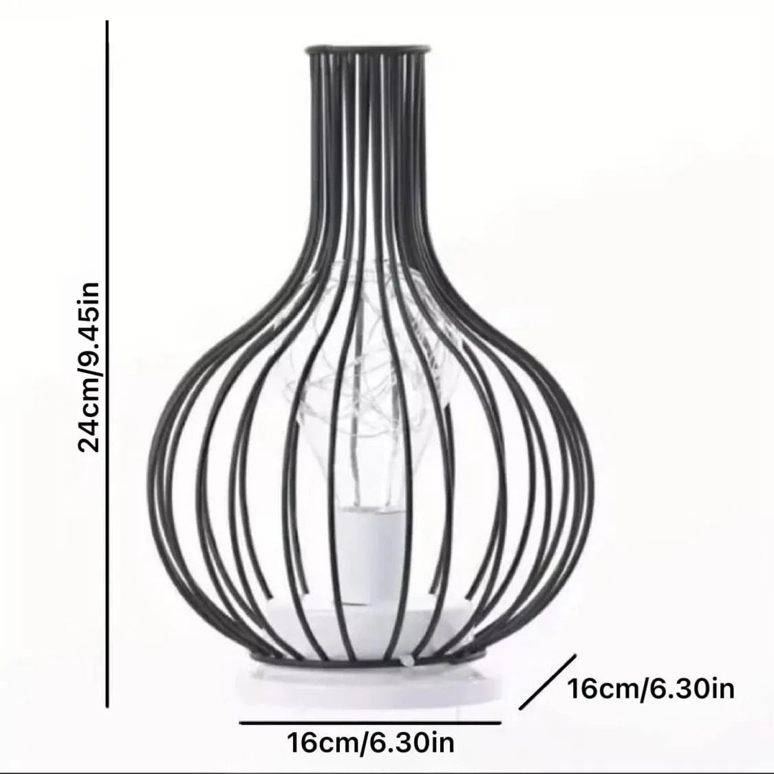 Verthara Battery Operated Iron Wire Cage LED Table Lamp – Decorative Bedside Lamp for Bedroom and Living Room, Warm White Light